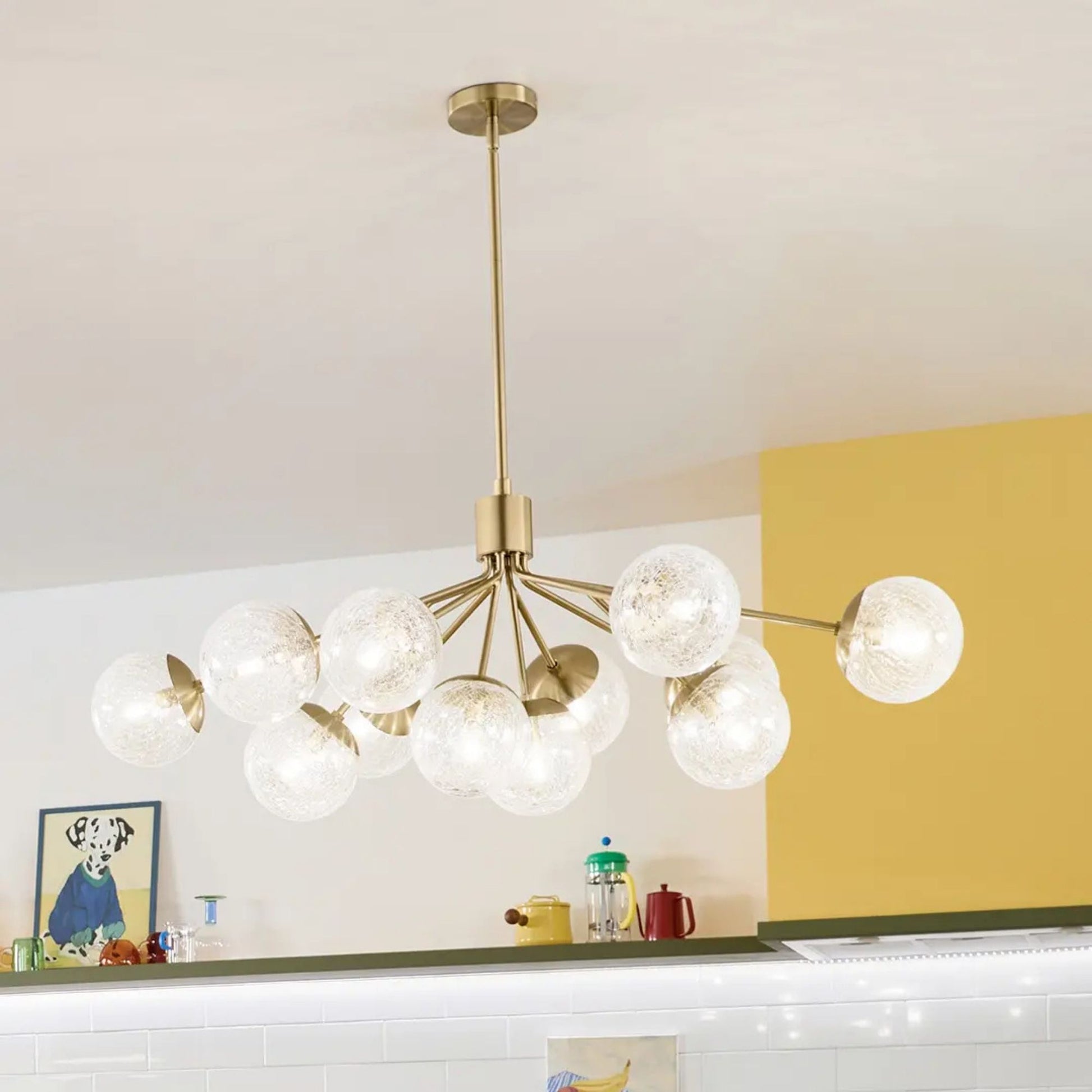 Kichler Lighting - Silvarious 48" 12-Light Linear Chandelier, Champagne Bronze Finish, Crackle Glass | Bees Lighting