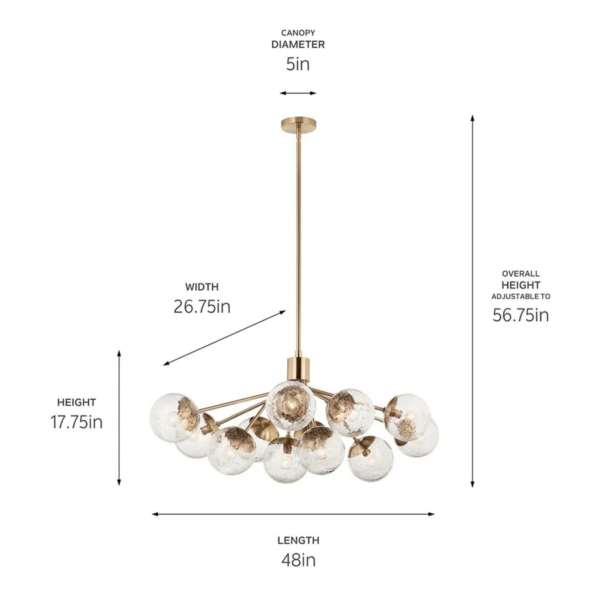 Kichler Lighting - Silvarious 48" 12-Light Linear Chandelier, Champagne Bronze Finish, Crackle Glass | Bees Lighting