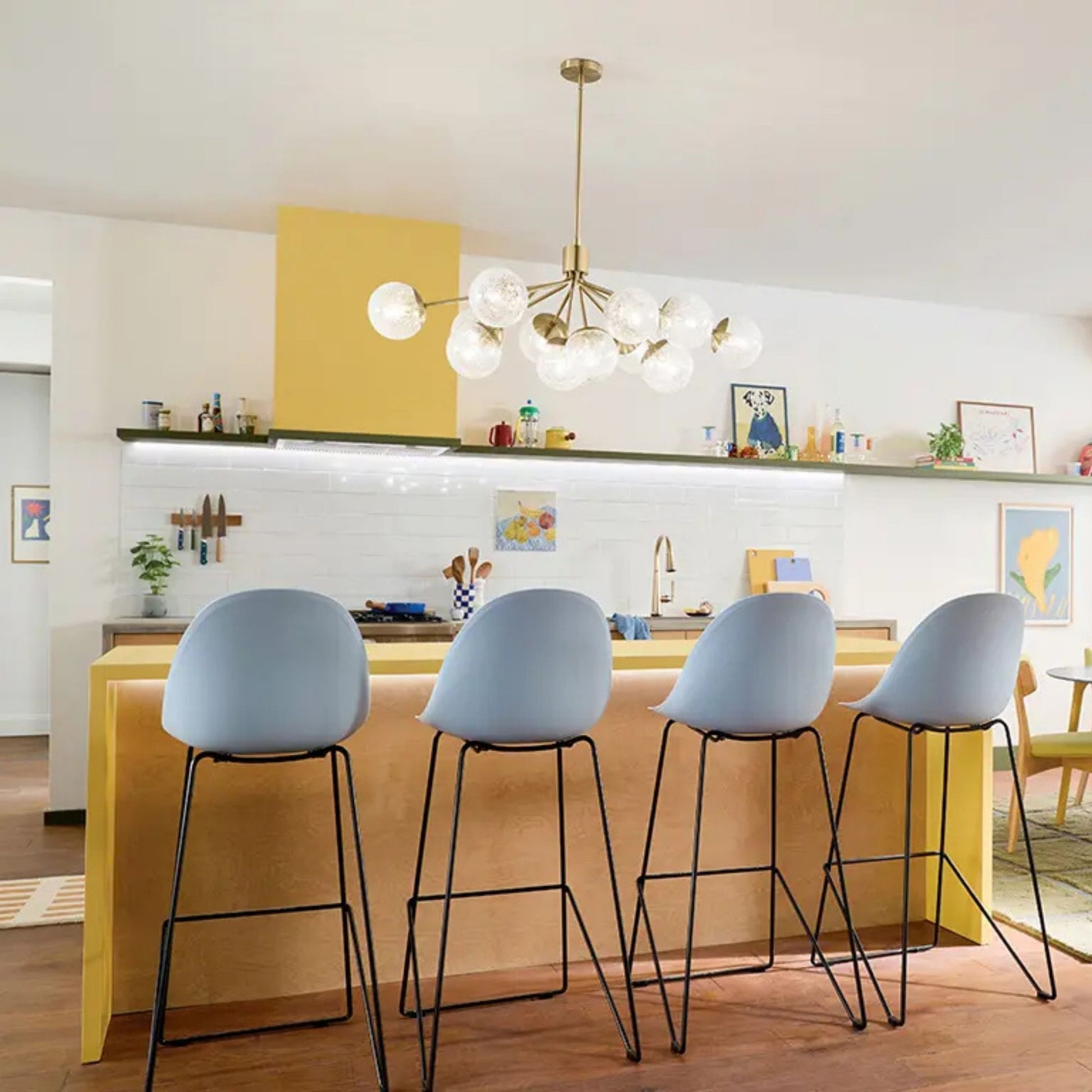 Kichler Lighting - Silvarious 48" 12-Light Linear Chandelier, Champagne Bronze Finish, Crackle Glass | Bees Lighting