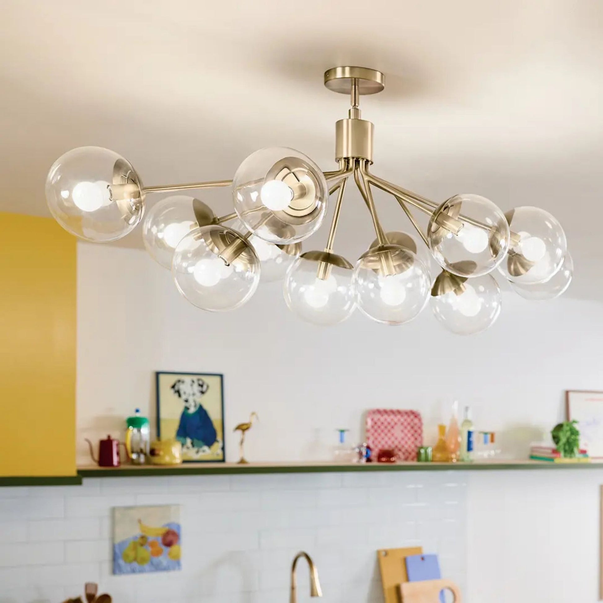 Kichler Lighting - Silvarious 48" 12-Light Linear Chandelier, Champagne Bronze Finish, Clear Glass | Bees Lighting