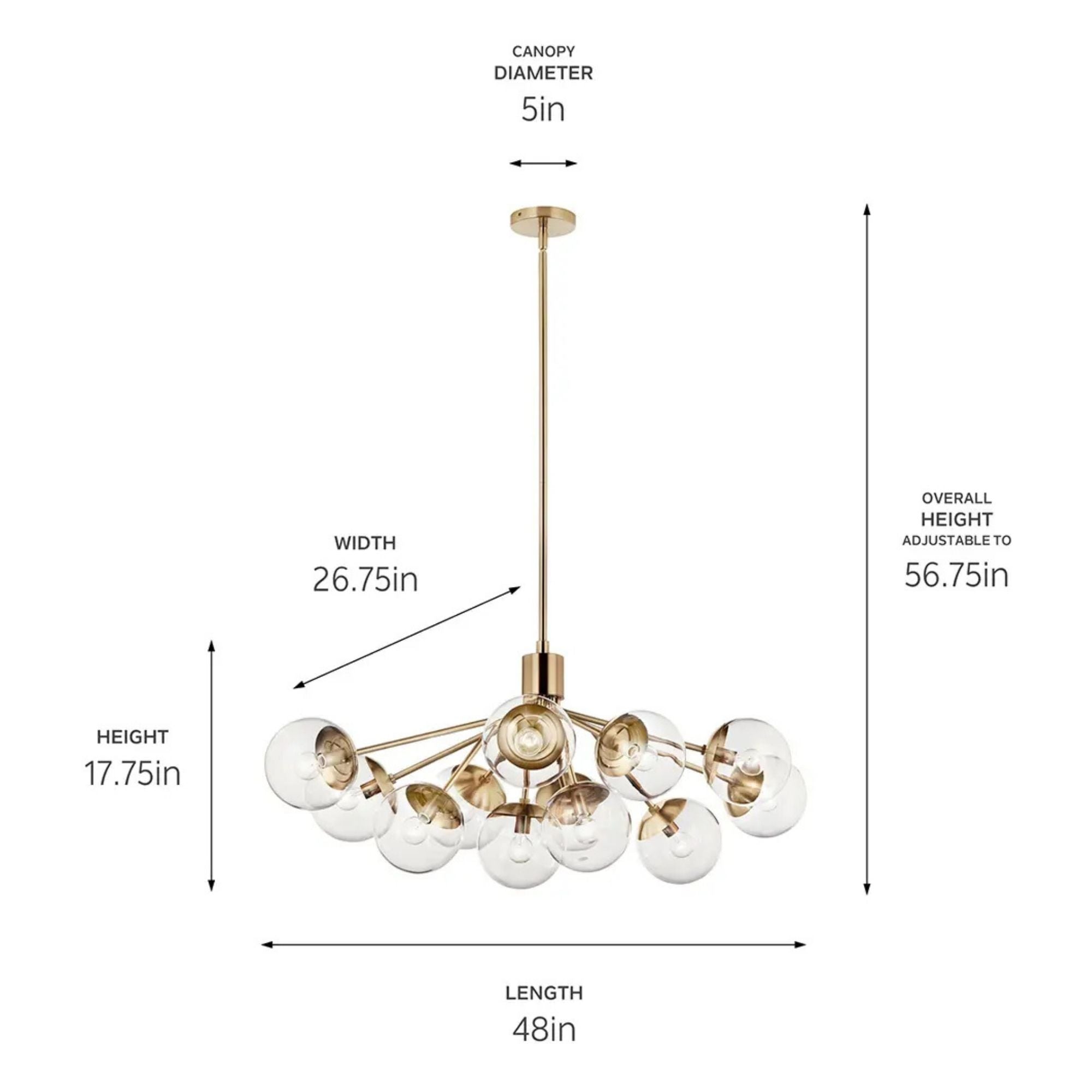 Kichler Lighting - Silvarious 48" 12-Light Linear Chandelier, Champagne Bronze Finish, Clear Glass | Bees Lighting