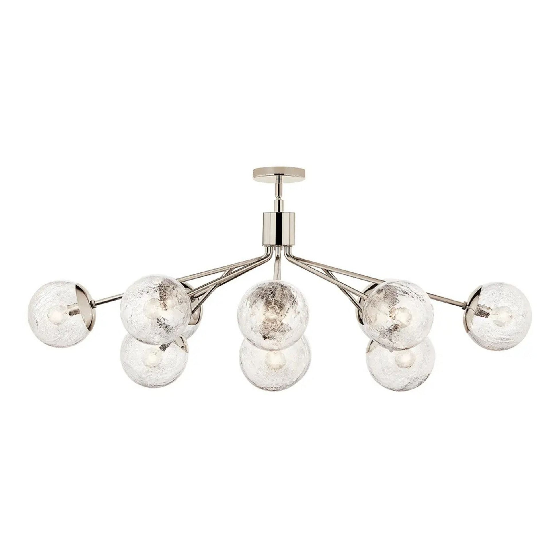 Kichler Lighting - Silvarious 48" 12-Light Linear Chandelier, Polished Nickel Finish, Crackle Glass | Bees Lighting