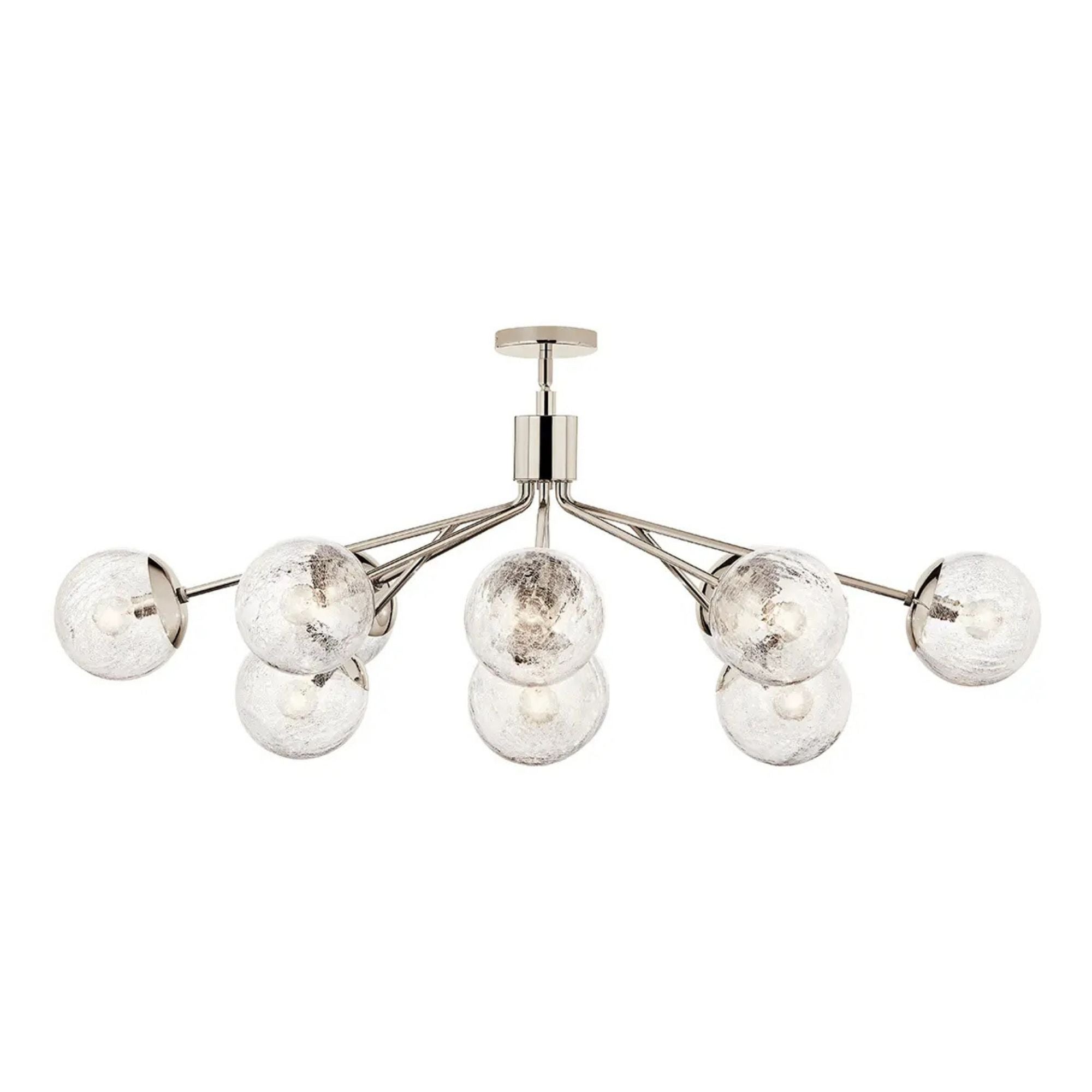 Kichler Lighting - Silvarious 48" 12-Light Linear Chandelier, Polished Nickel Finish, Crackle Glass | Bees Lighting