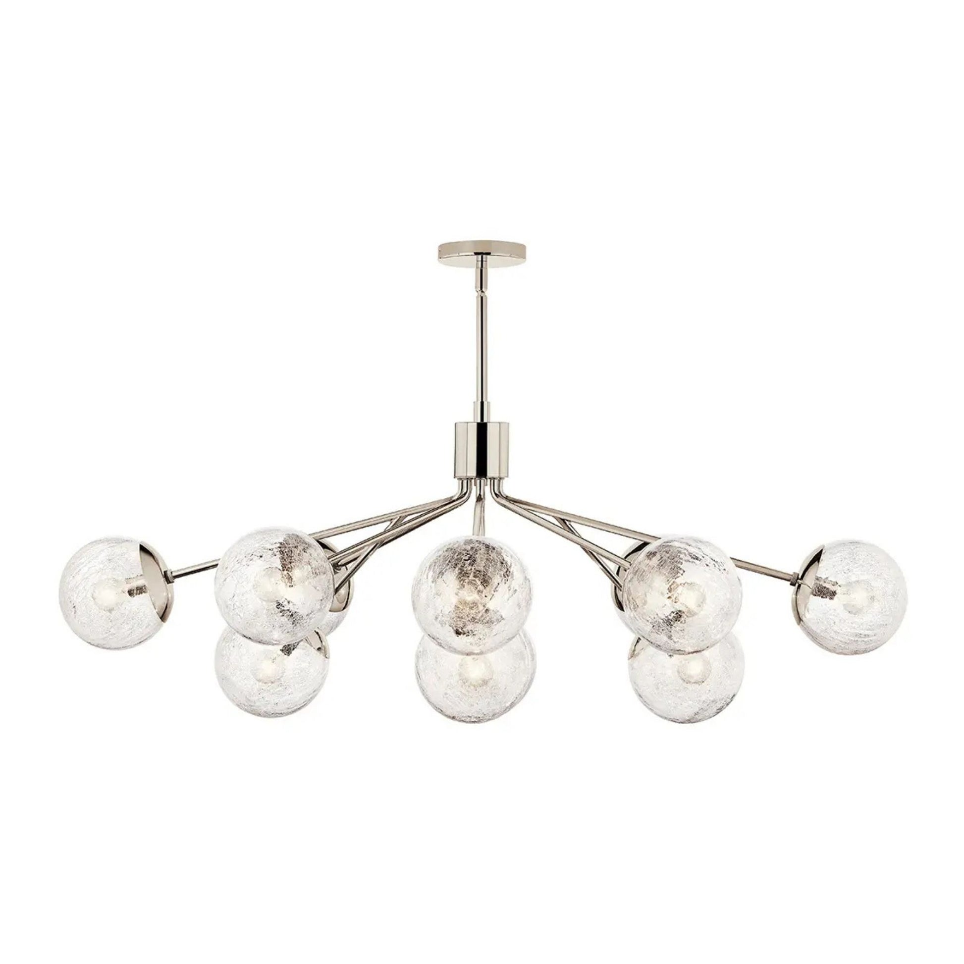 Kichler Lighting - Silvarious 48" 12-Light Linear Chandelier, Polished Nickel Finish, Crackle Glass | Bees Lighting