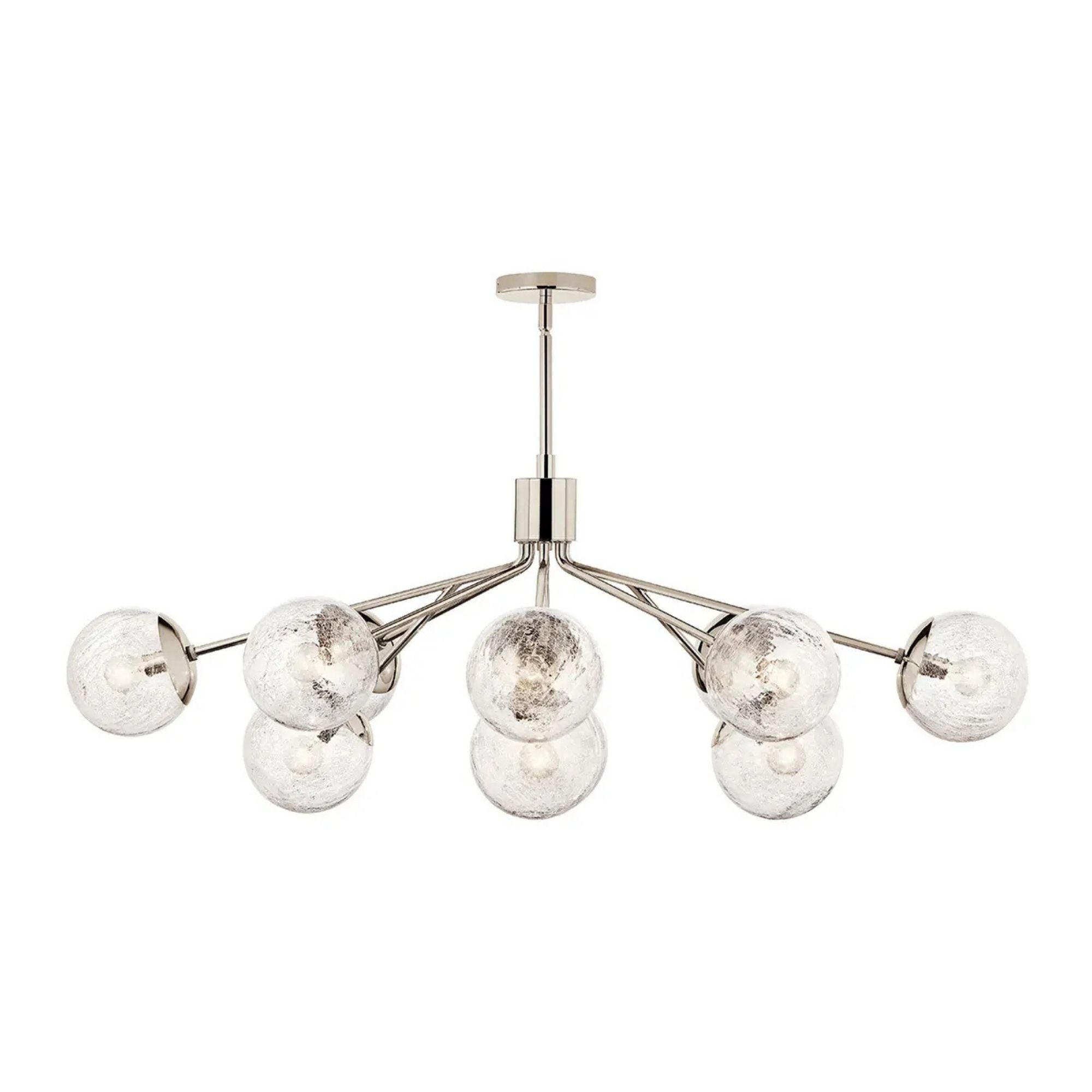 Kichler Lighting - Silvarious 48" 12-Light Linear Chandelier, Polished Nickel Finish, Crackle Glass | Bees Lighting