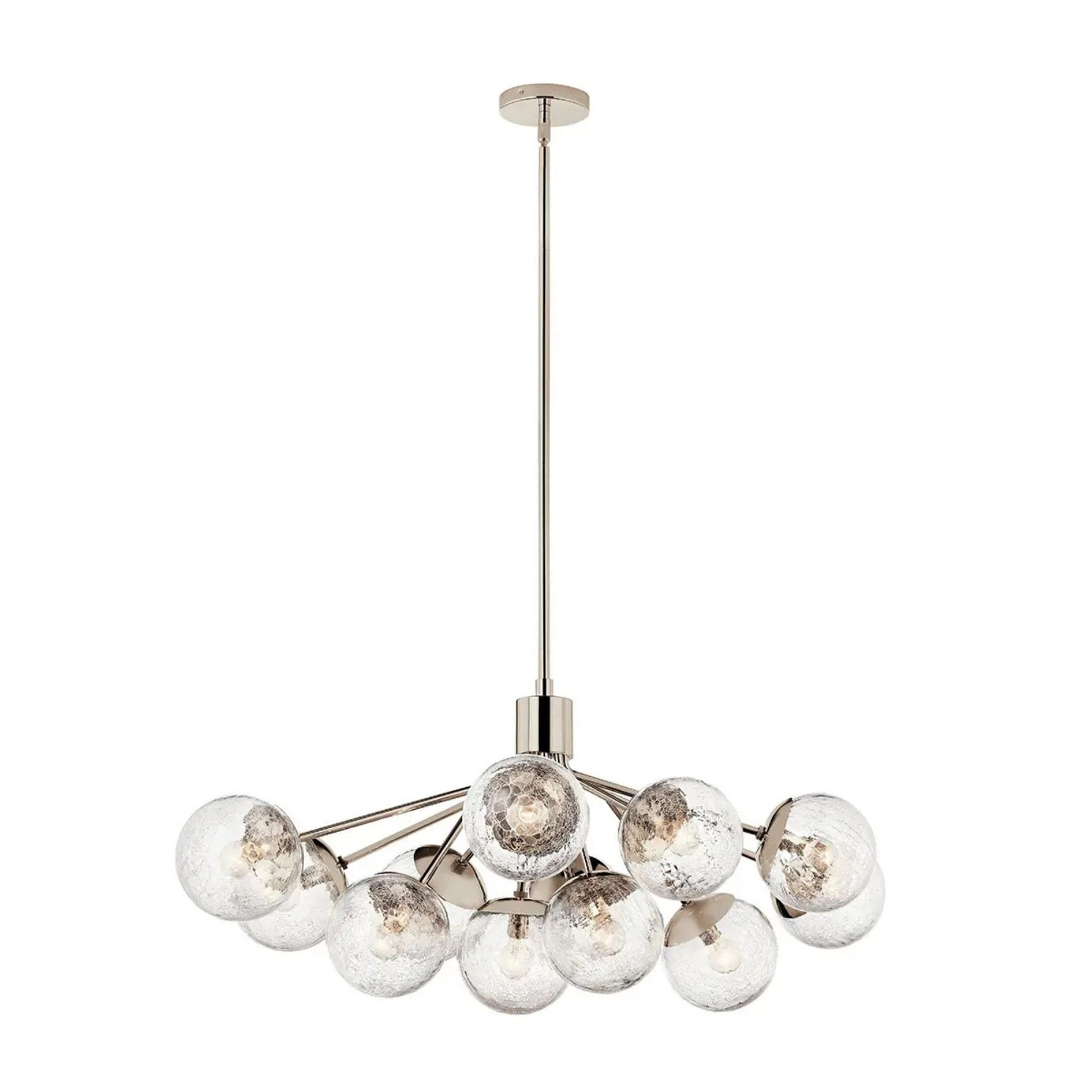 Kichler Lighting - Silvarious 48" 12-Light Linear Chandelier, Polished Nickel Finish, Crackle Glass | Bees Lighting