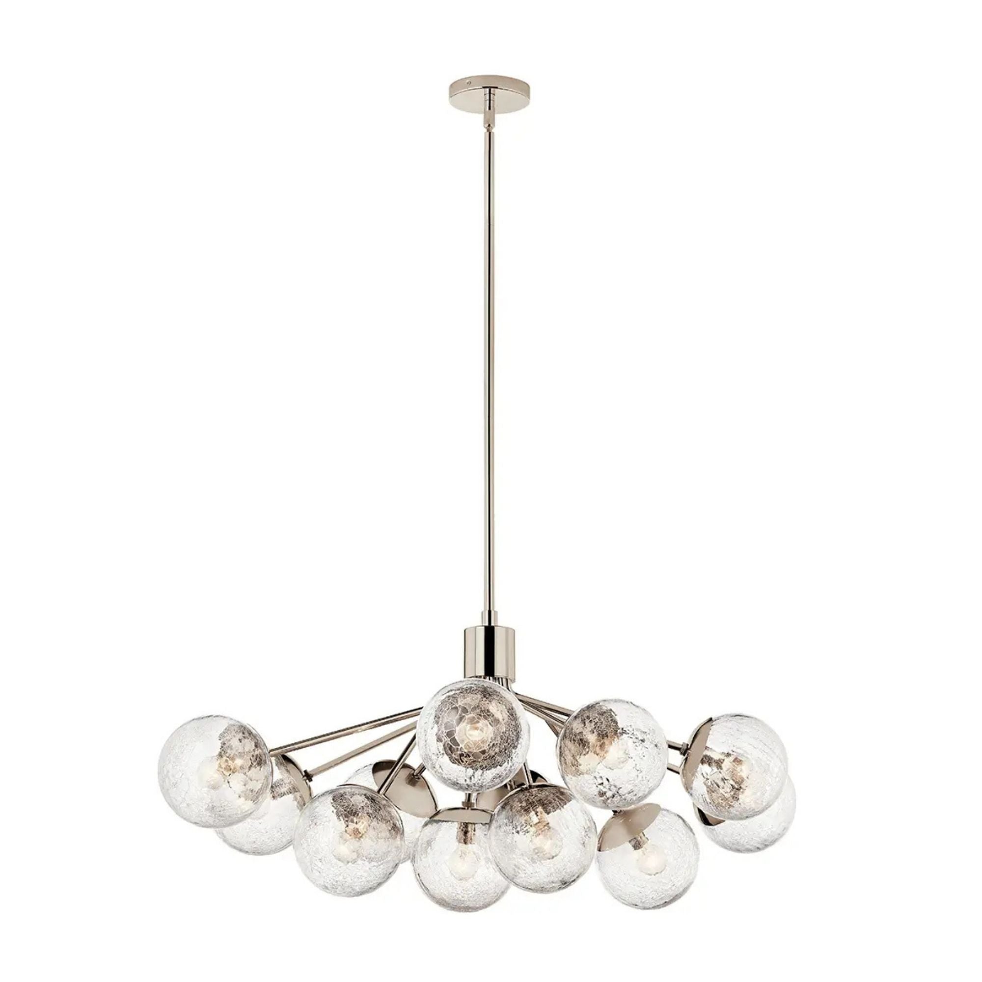 Kichler Lighting - Silvarious 48" 12-Light Linear Chandelier, Polished Nickel Finish, Crackle Glass | Bees Lighting