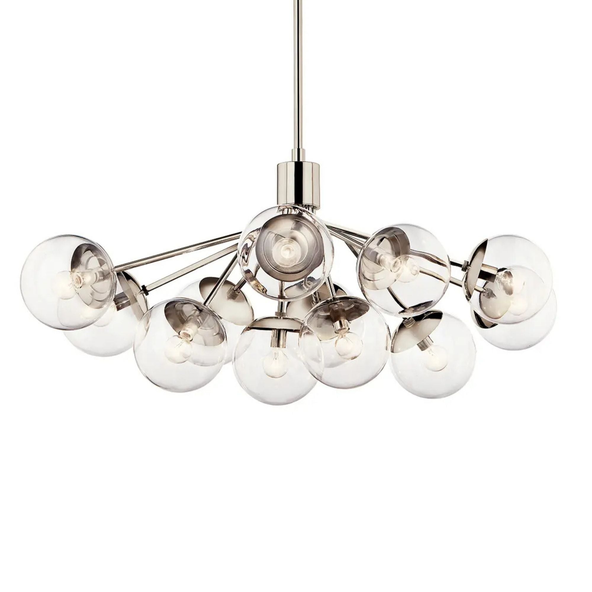 Silvarious 48" 12-Light Linear Chandelier, Polished Nickel Finish, Clear Glass