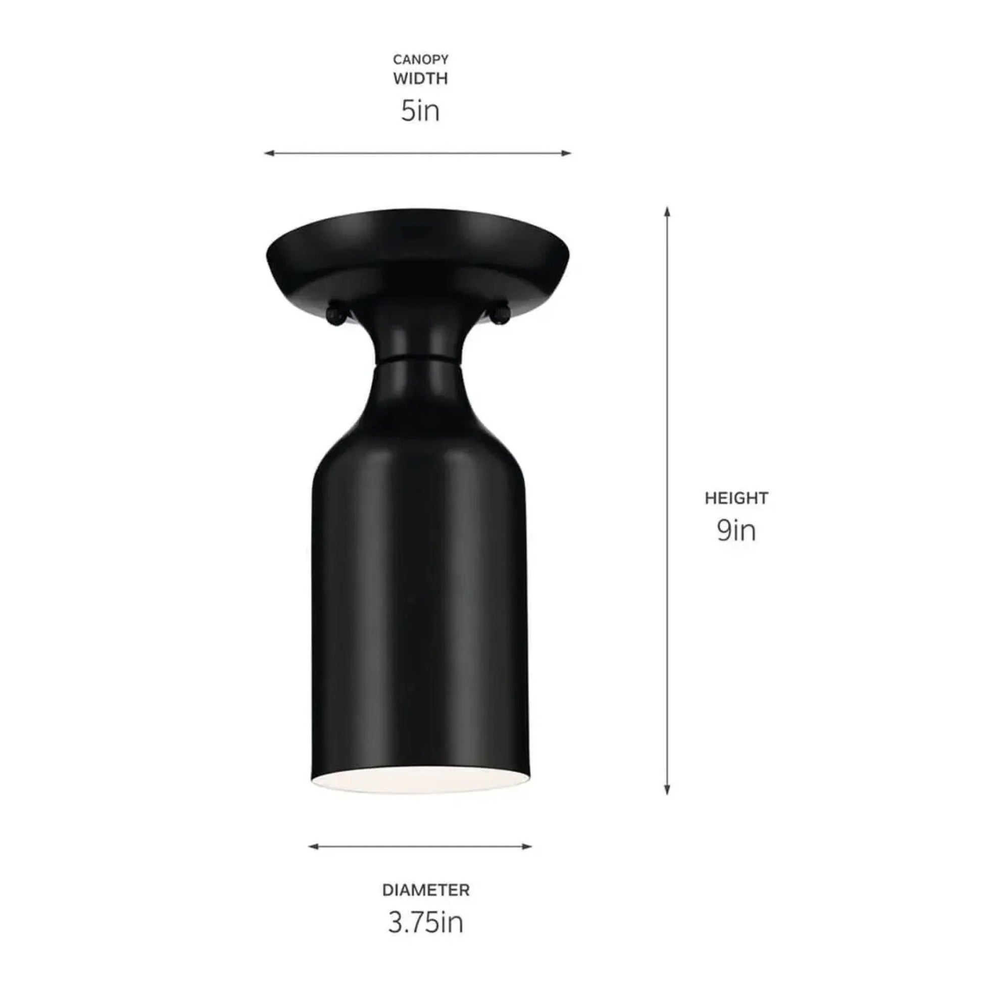 Kichler Lighting - Sisu 5" Semi-Flush Mount, Black Finish | Bees Lighting