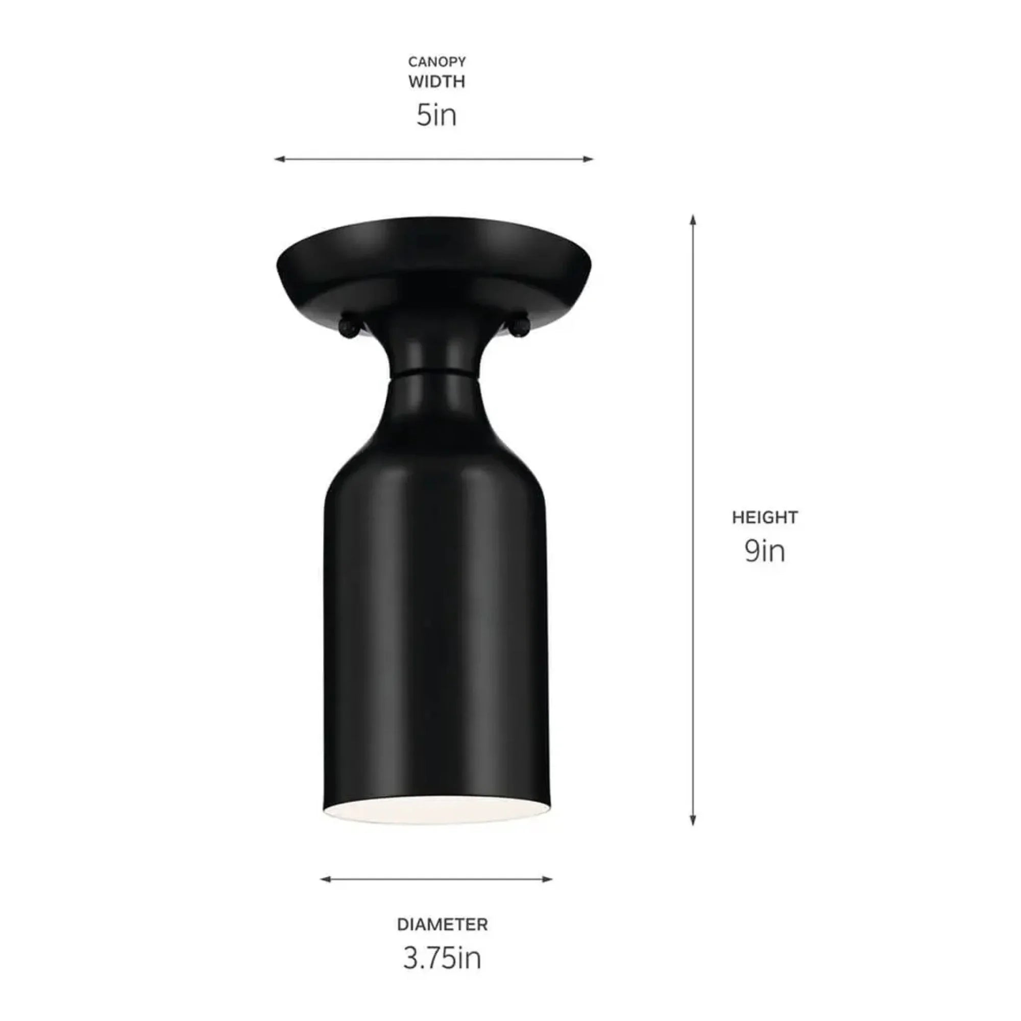 Kichler Lighting - Sisu 5" Semi-Flush Mount, Black Finish | Bees Lighting