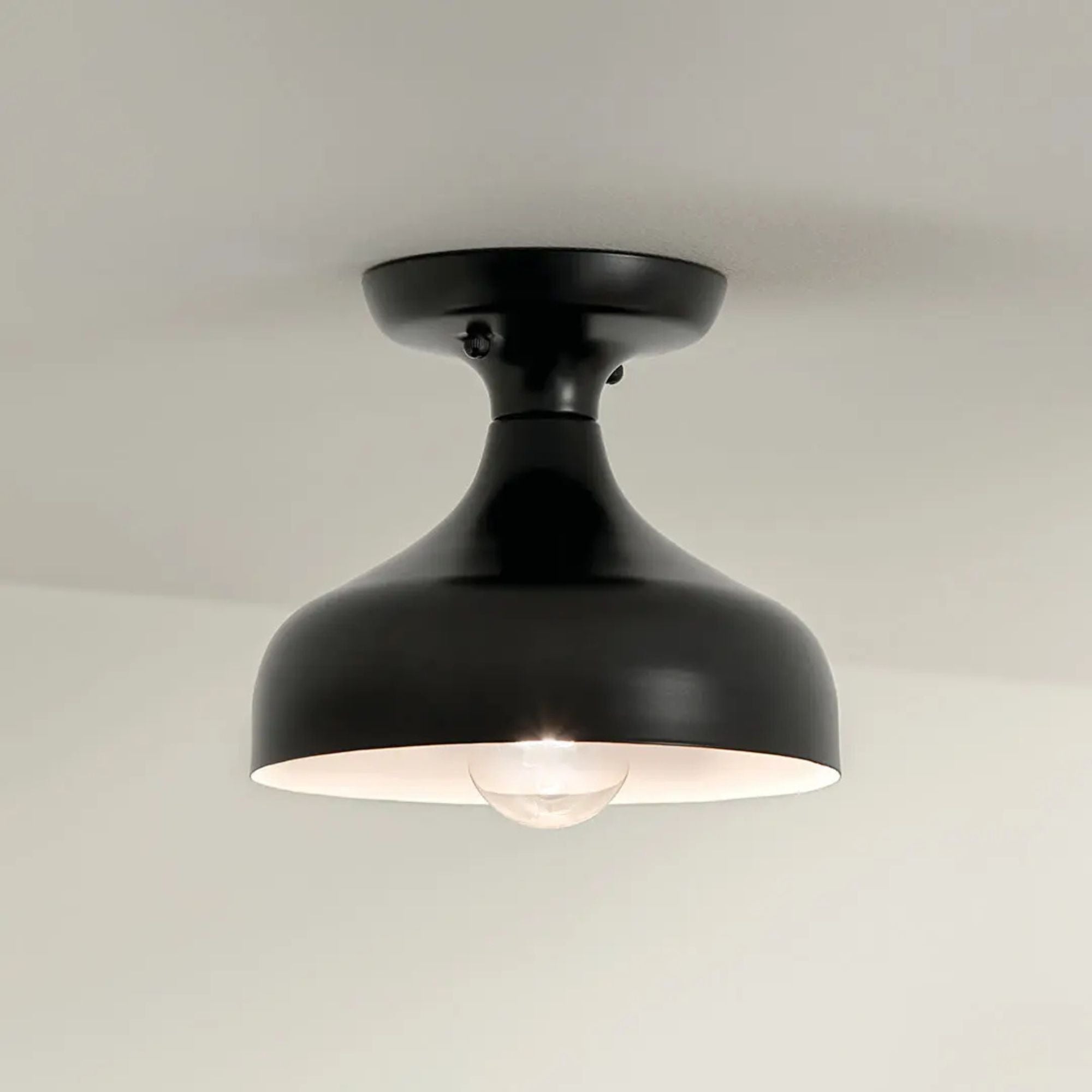 Sisu 8" Semi-Flush Mount, Black Finish
