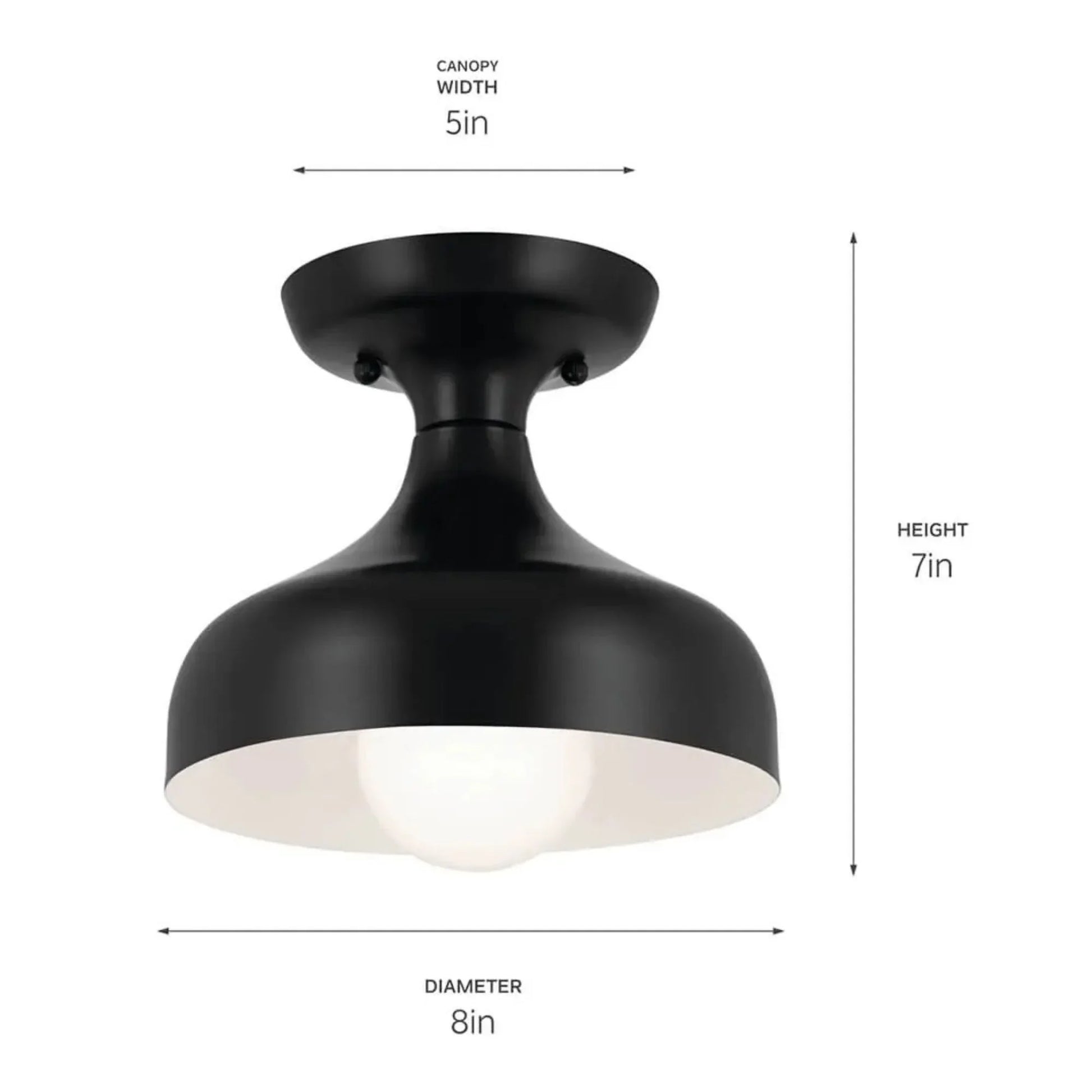 Kichler Lighting - Sisu 8" Semi-Flush Mount, Black Finish | Bees Lighting