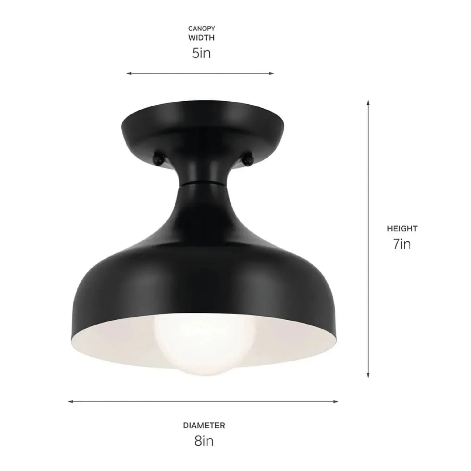 Kichler Lighting - Sisu 8" Semi-Flush Mount, Black Finish | Bees Lighting