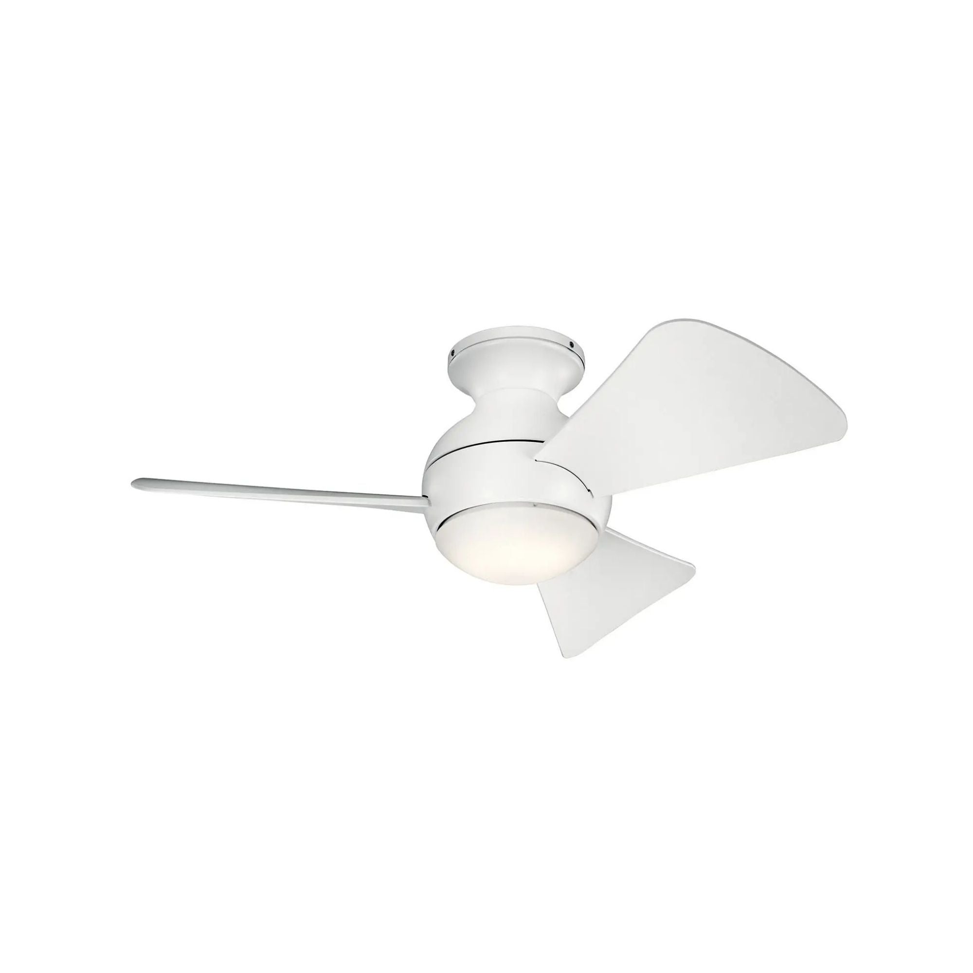Sola 34" Matte White LED Outdoor Flush Mount Ceiling Fan with Wall Control