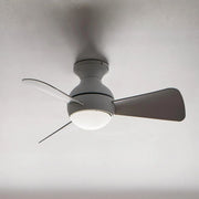 Sola 34" Matte White LED Outdoor Flush Mount Ceiling Fan with Wall Control