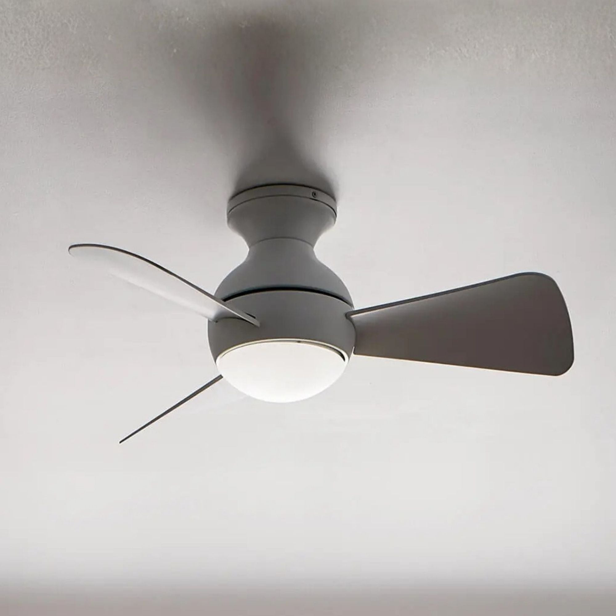 Sola 34" Matte White LED Outdoor Flush Mount Ceiling Fan with Wall Control