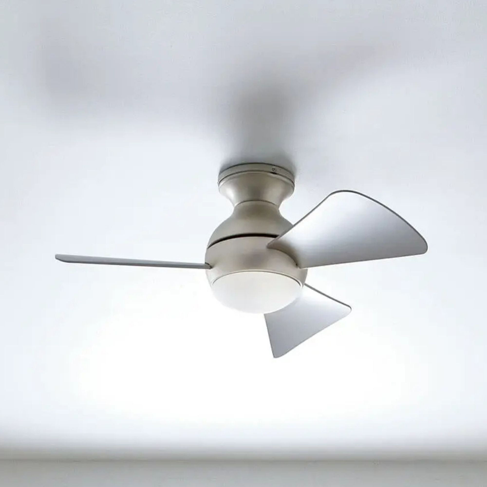 Sola 34" Brushed Nickel LED Outdoor Flush Mount Ceiling Fan with Wall Control