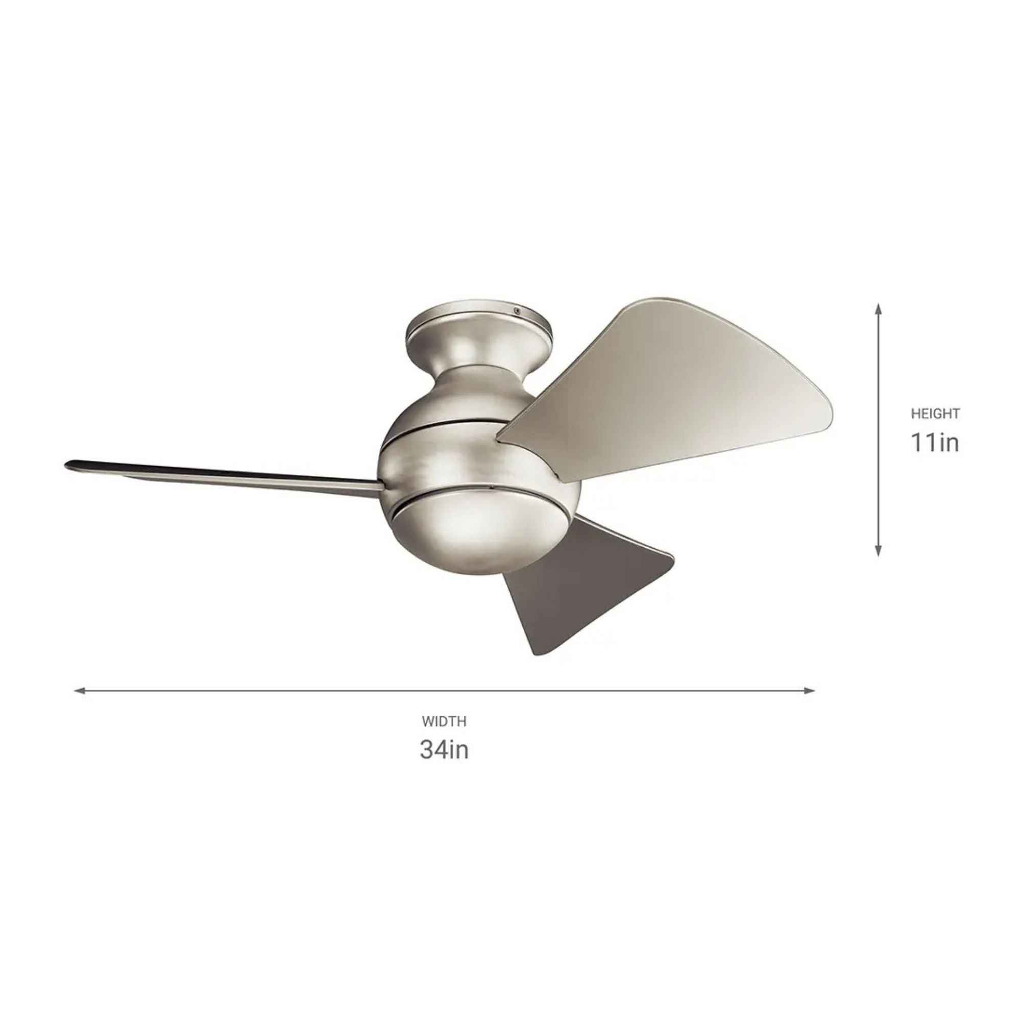 Sola 34" Brushed Nickel LED Outdoor Flush Mount Ceiling Fan with Wall Control