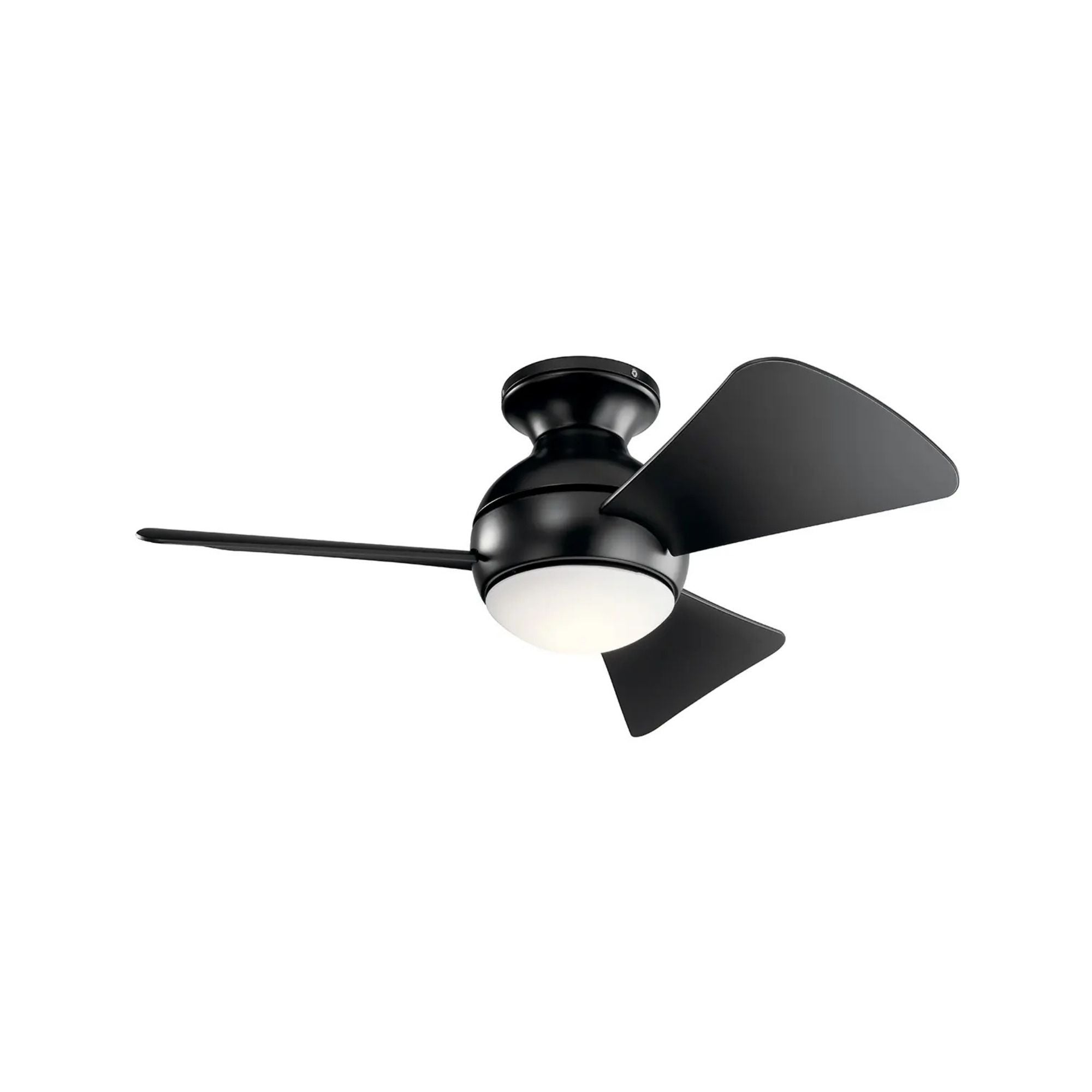 Sola 34" Satin Black LED Outdoor Flush Mount Ceiling Fan with Wall Control