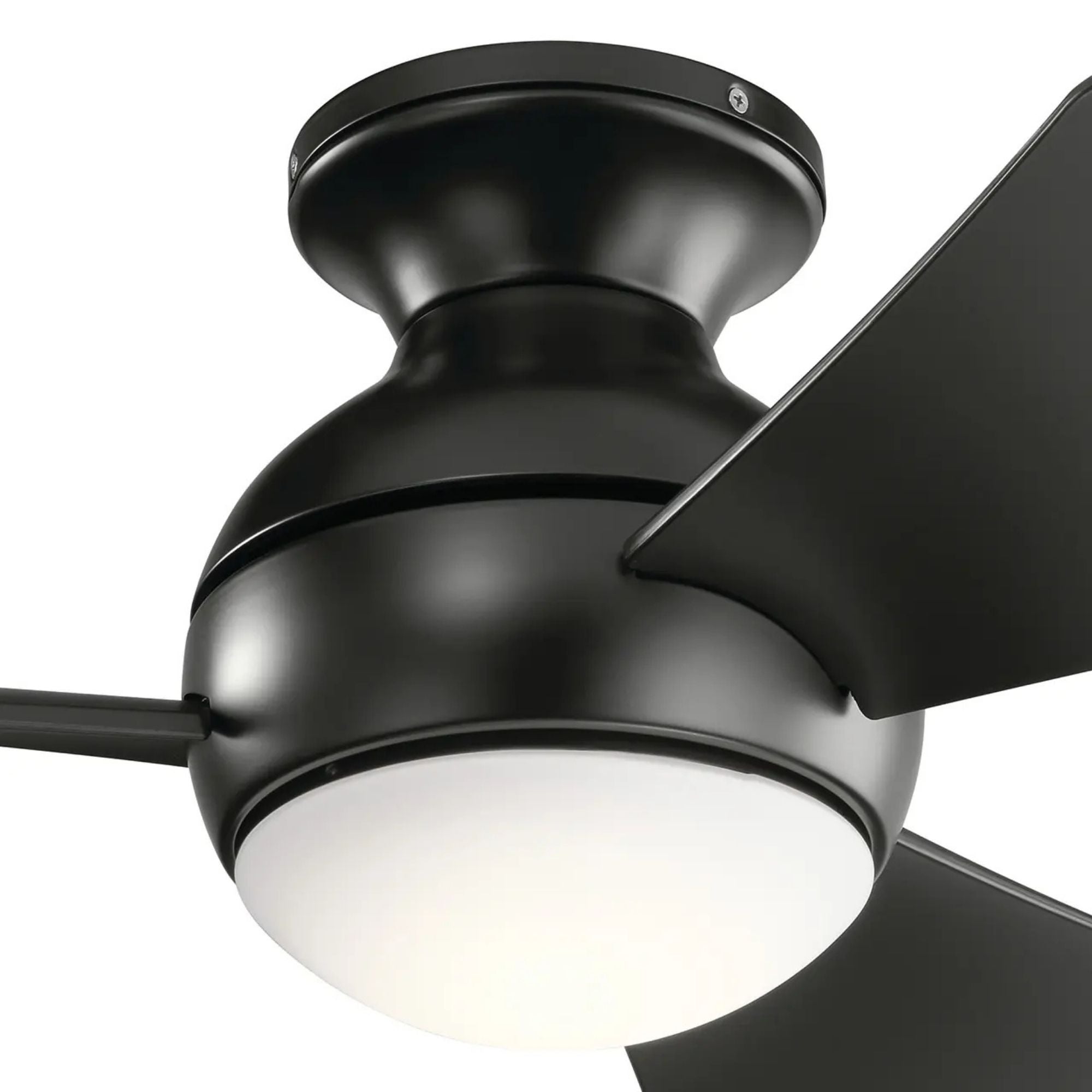 Sola 34" Satin Black LED Outdoor Flush Mount Ceiling Fan with Wall Control