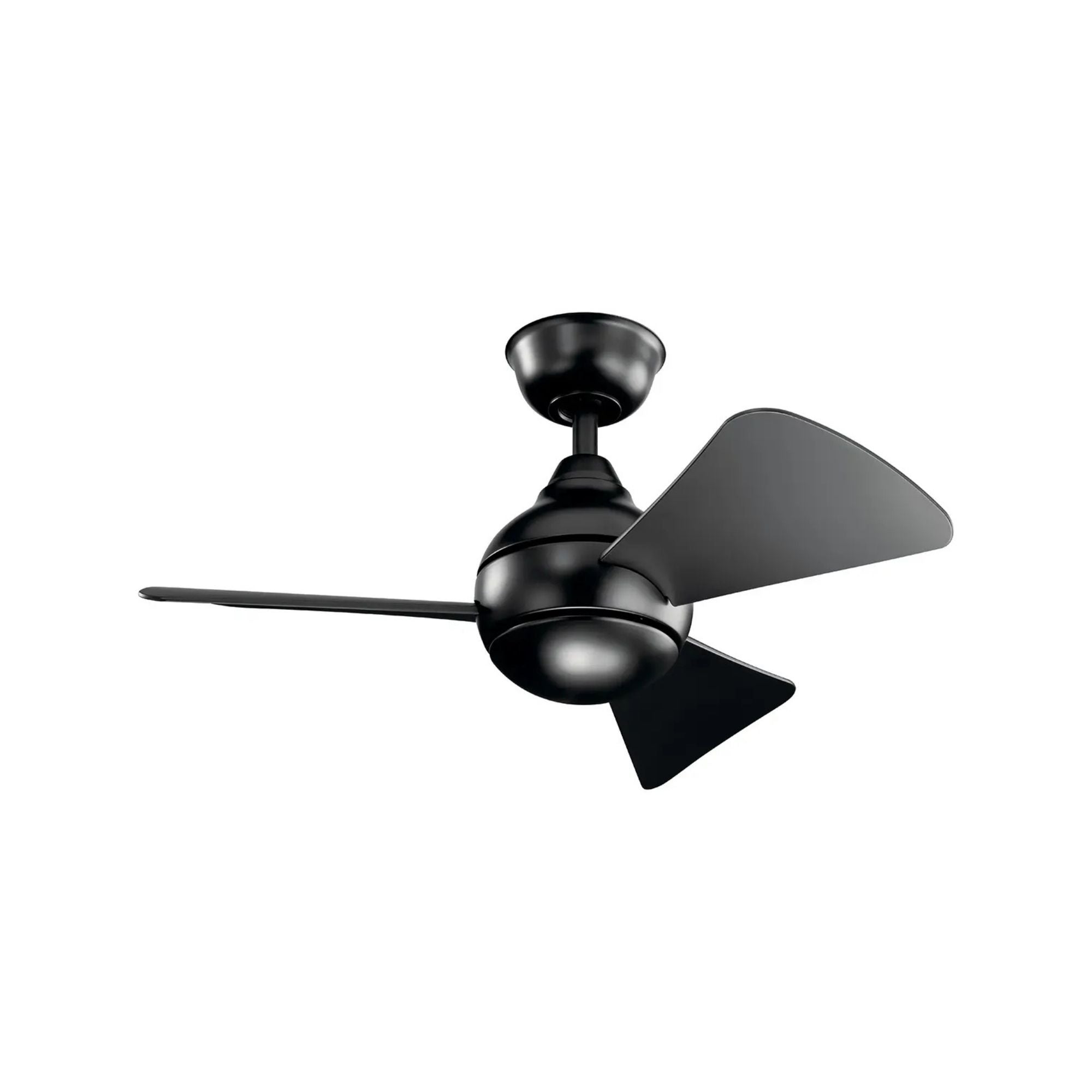 Sola 34" Satin Black LED Outdoor Flush Mount Ceiling Fan with Wall Control