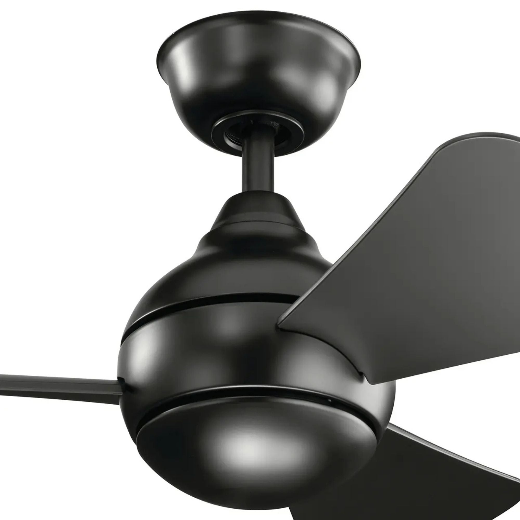 Sola 34" Satin Black LED Outdoor Flush Mount Ceiling Fan with Wall Control