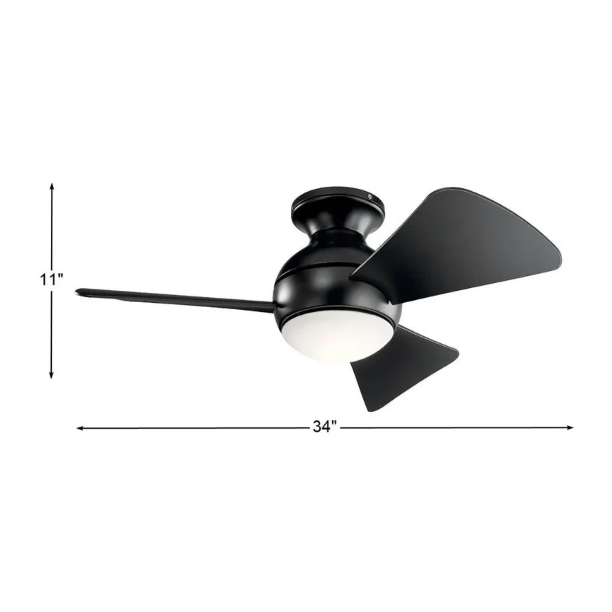 Sola 34" Satin Black LED Outdoor Flush Mount Ceiling Fan with Wall Control