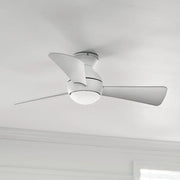 Sola 44" Matte White Wet Rated LED Hugger Ceiling Fan with Wall Control