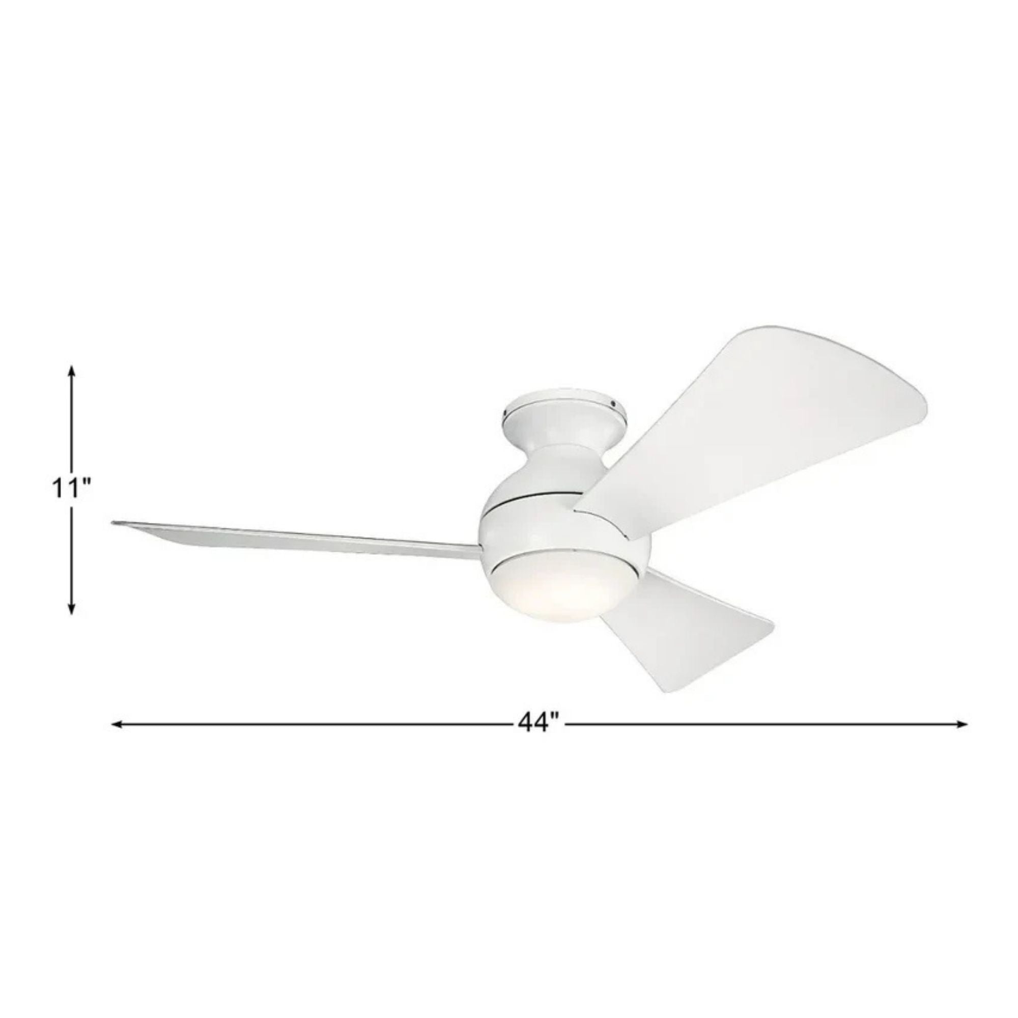 Sola 44" Matte White Wet Rated LED Hugger Ceiling Fan with Wall Control