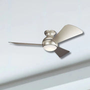 Sola 44" Brushed Nickel Wet Rated LED Hugger Ceiling Fan with Wall Control