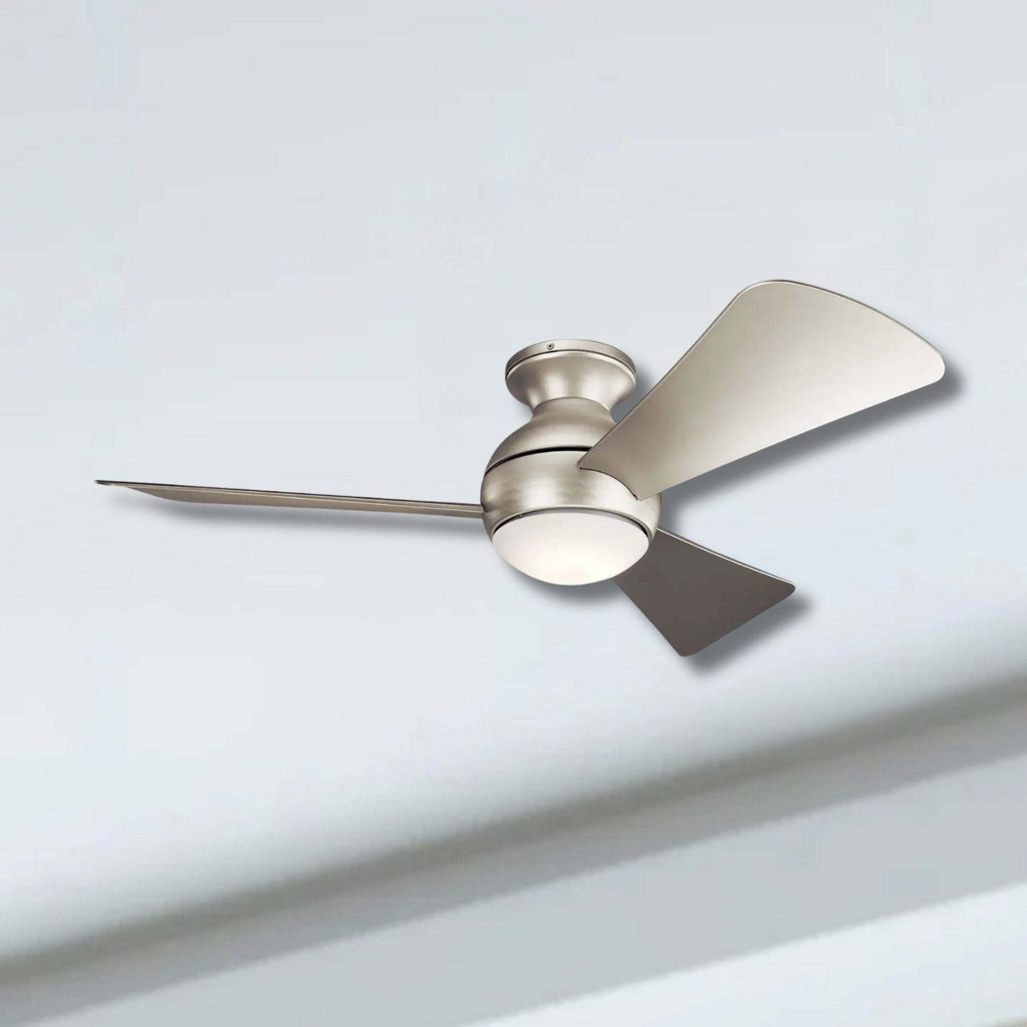 Sola 44" Brushed Nickel Wet Rated LED Hugger Ceiling Fan with Wall Control