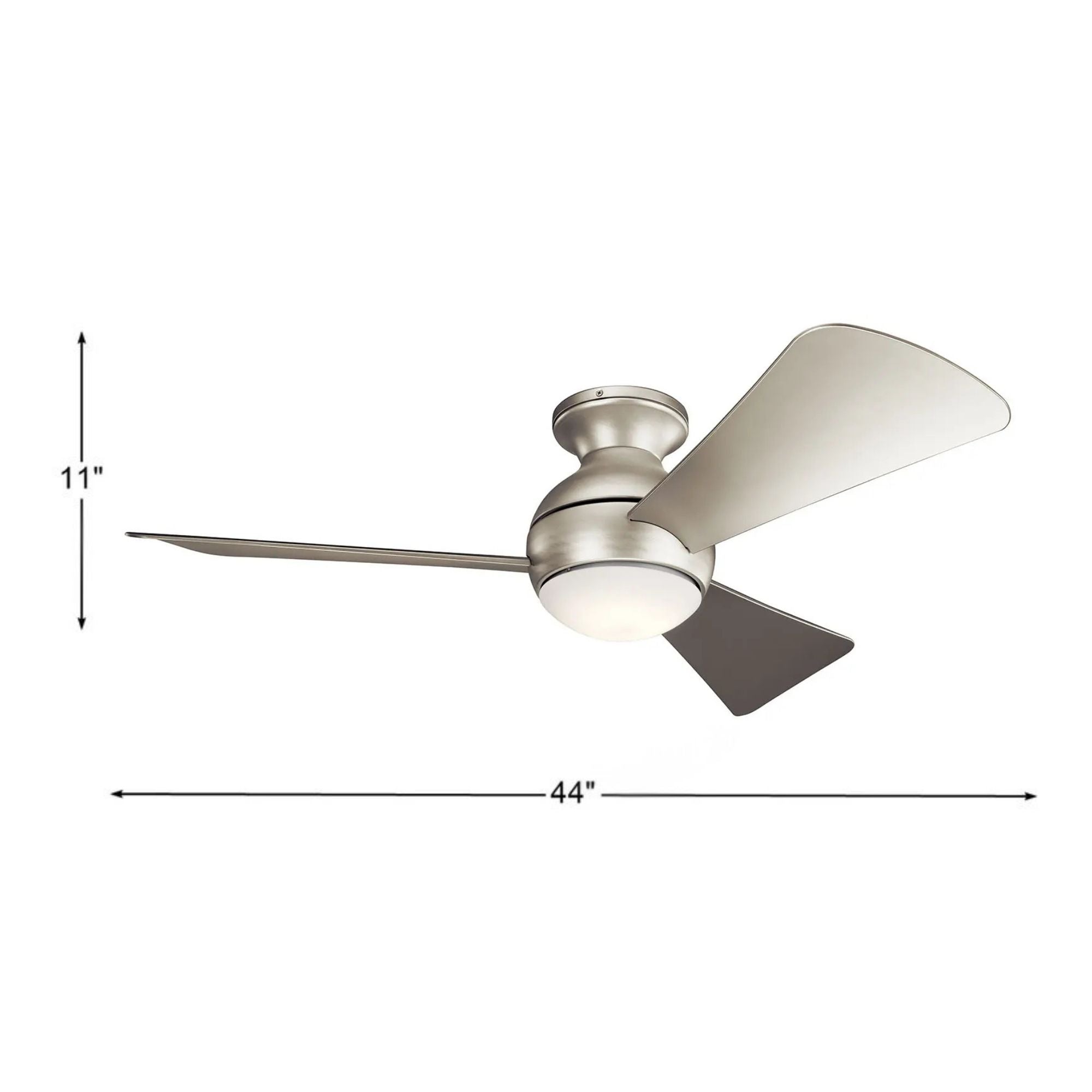 Sola 44" Brushed Nickel Wet Rated LED Hugger Ceiling Fan with Wall Control