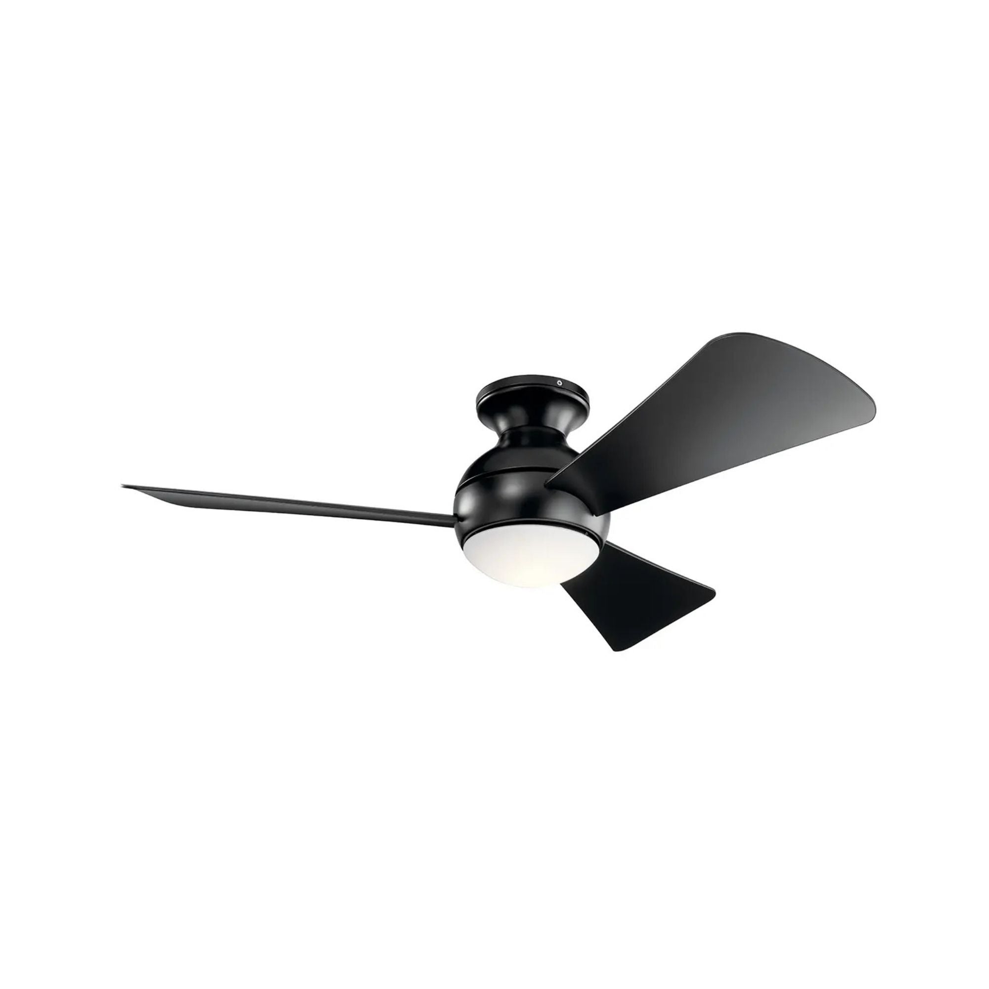 Sola 44" Satin Black Wet Rated LED Flush Mount Ceiling Fan with Wall Control