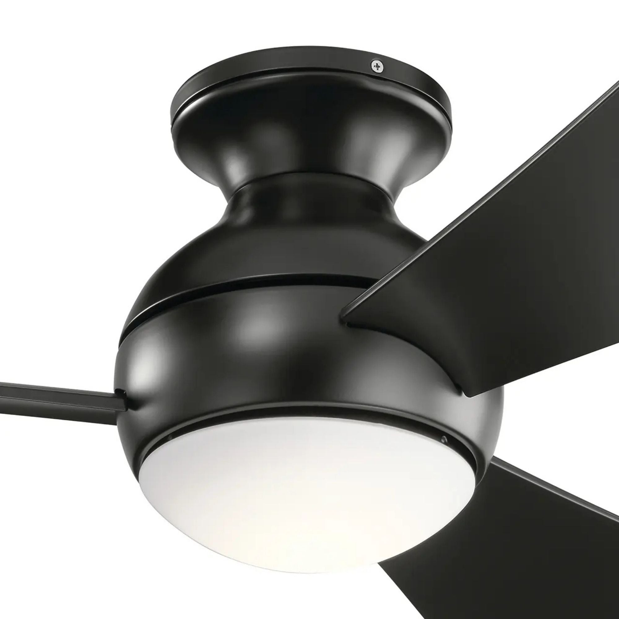Sola 44" Satin Black Wet Rated LED Flush Mount Ceiling Fan with Wall Control