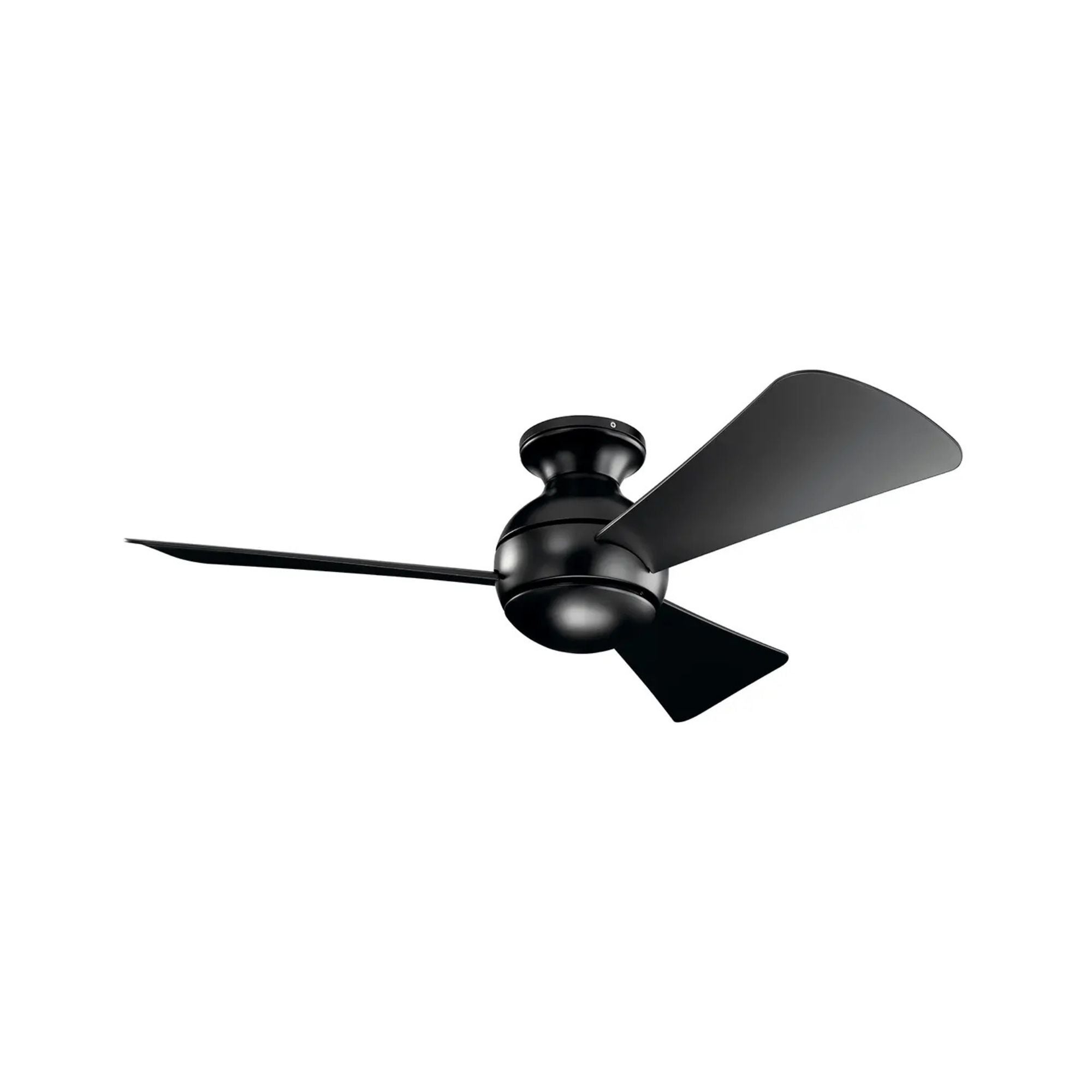 Sola 44" Satin Black Wet Rated LED Flush Mount Ceiling Fan with Wall Control