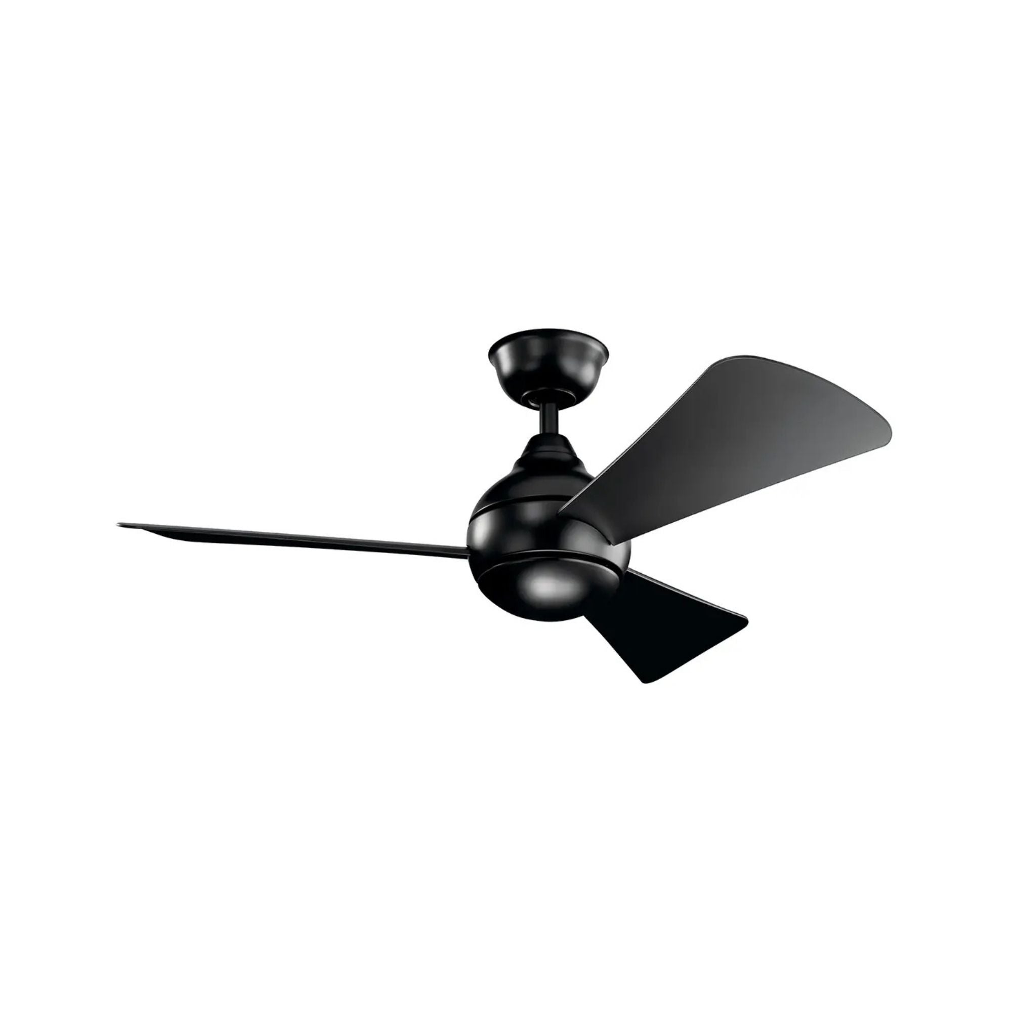 Sola 44" Satin Black Wet Rated LED Flush Mount Ceiling Fan with Wall Control