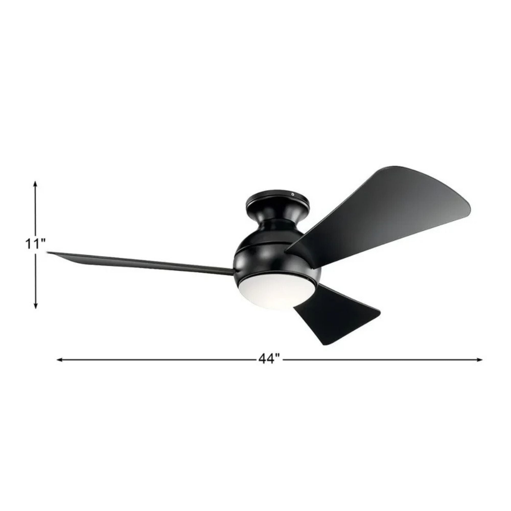 Sola 44" Satin Black Wet Rated LED Flush Mount Ceiling Fan with Wall Control