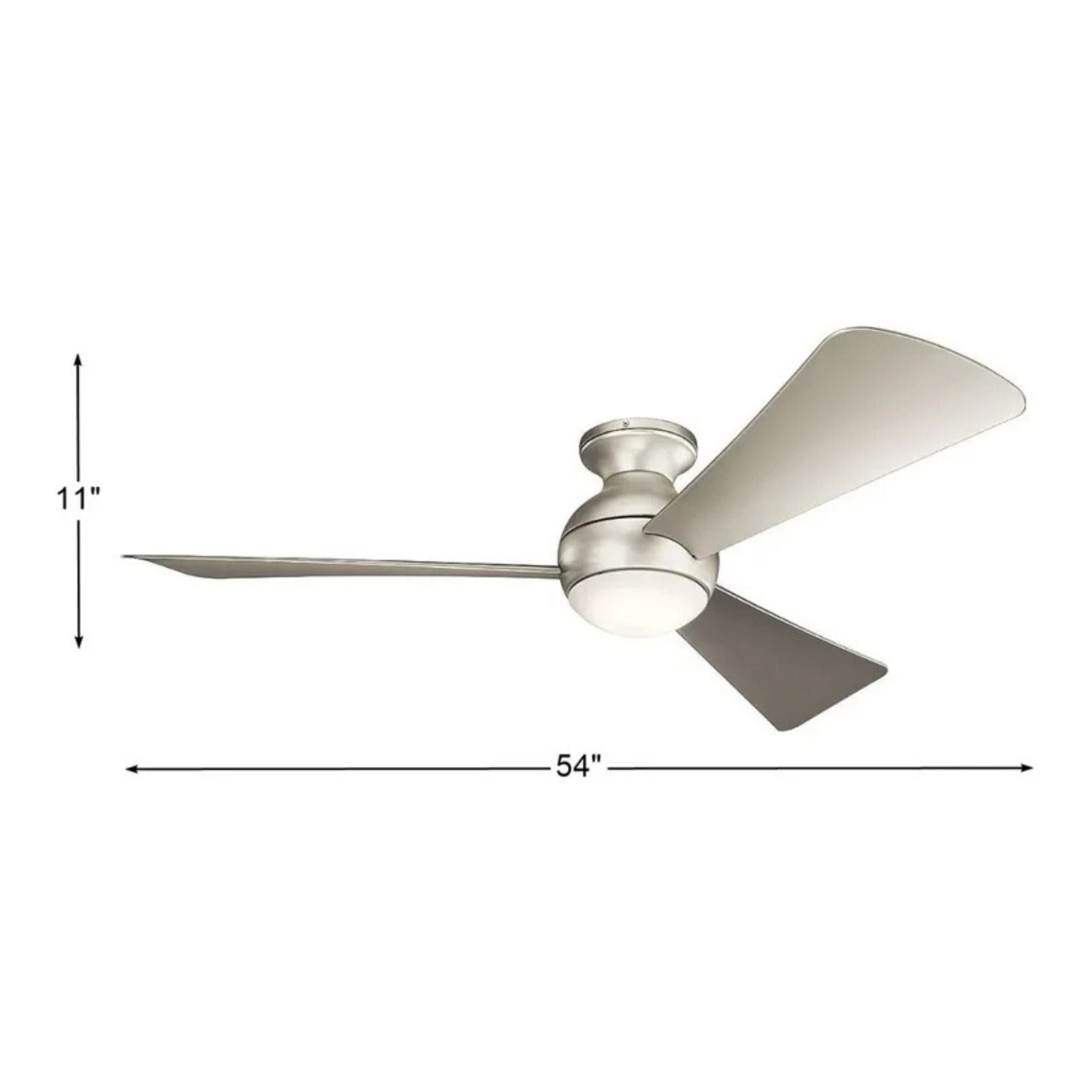 Sola 54" Brushed Nickel Wet Rated LED Hugger Ceiling Fan with Wall Control