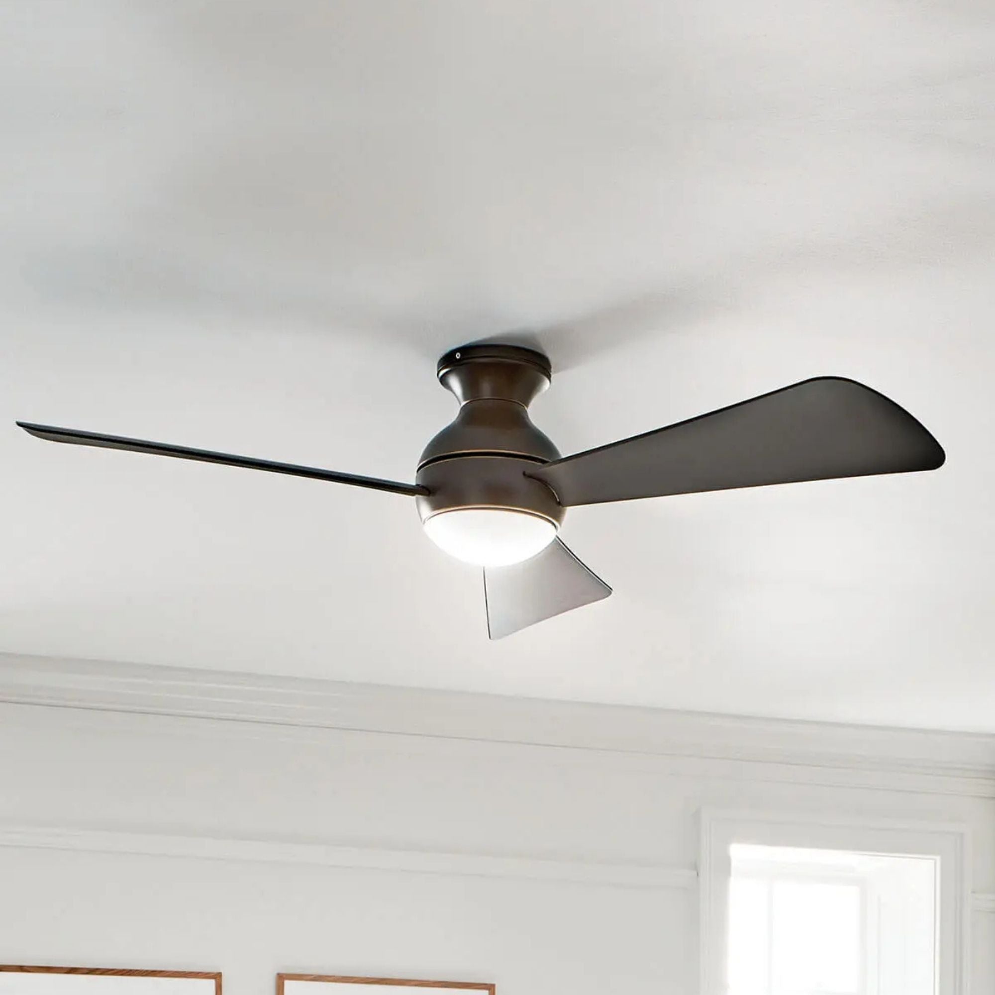 Sola 54" Olde Bronze Wet Rated LED Hugger Ceiling Fan with Wall Control