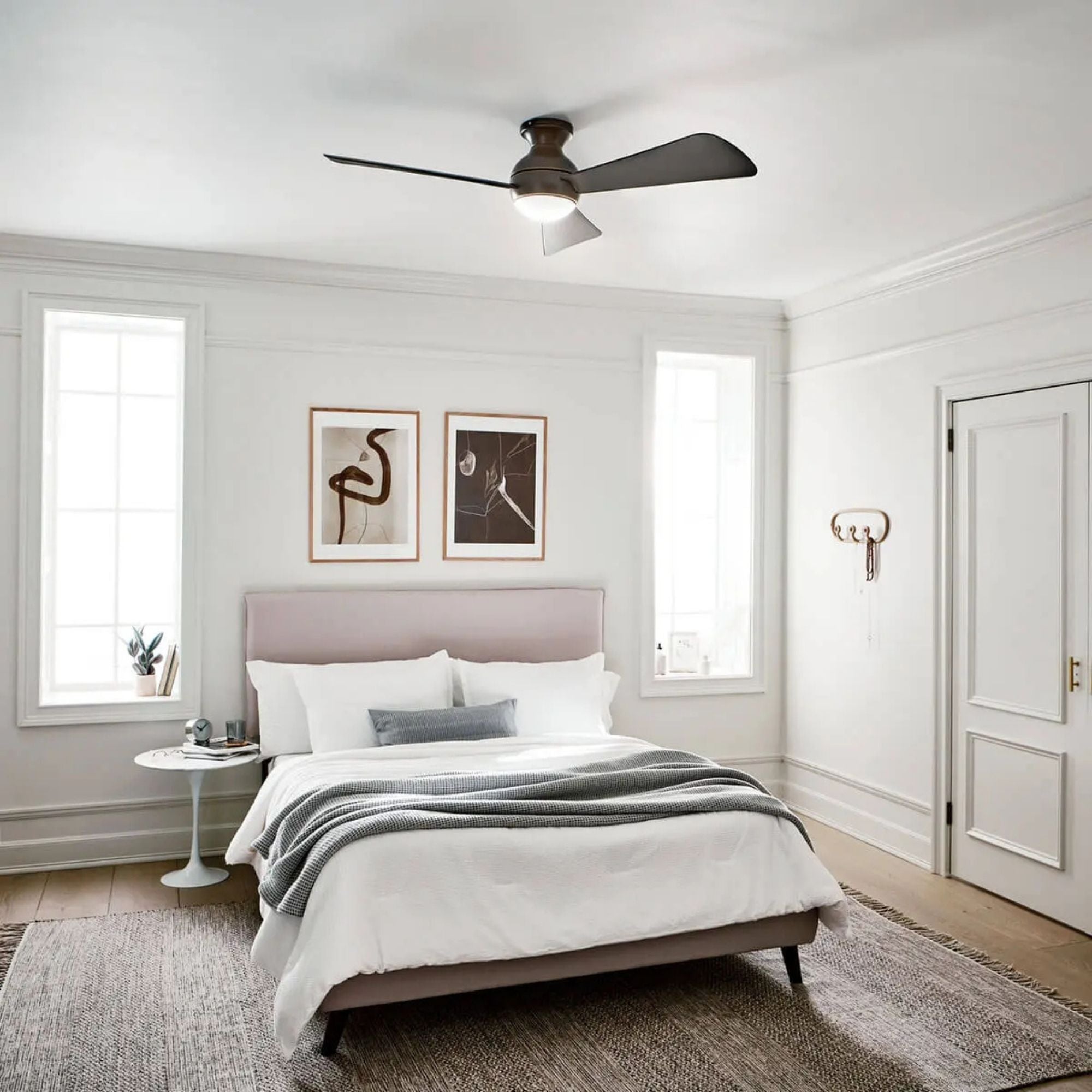 Sola 54" Olde Bronze Wet Rated LED Hugger Ceiling Fan with Wall Control