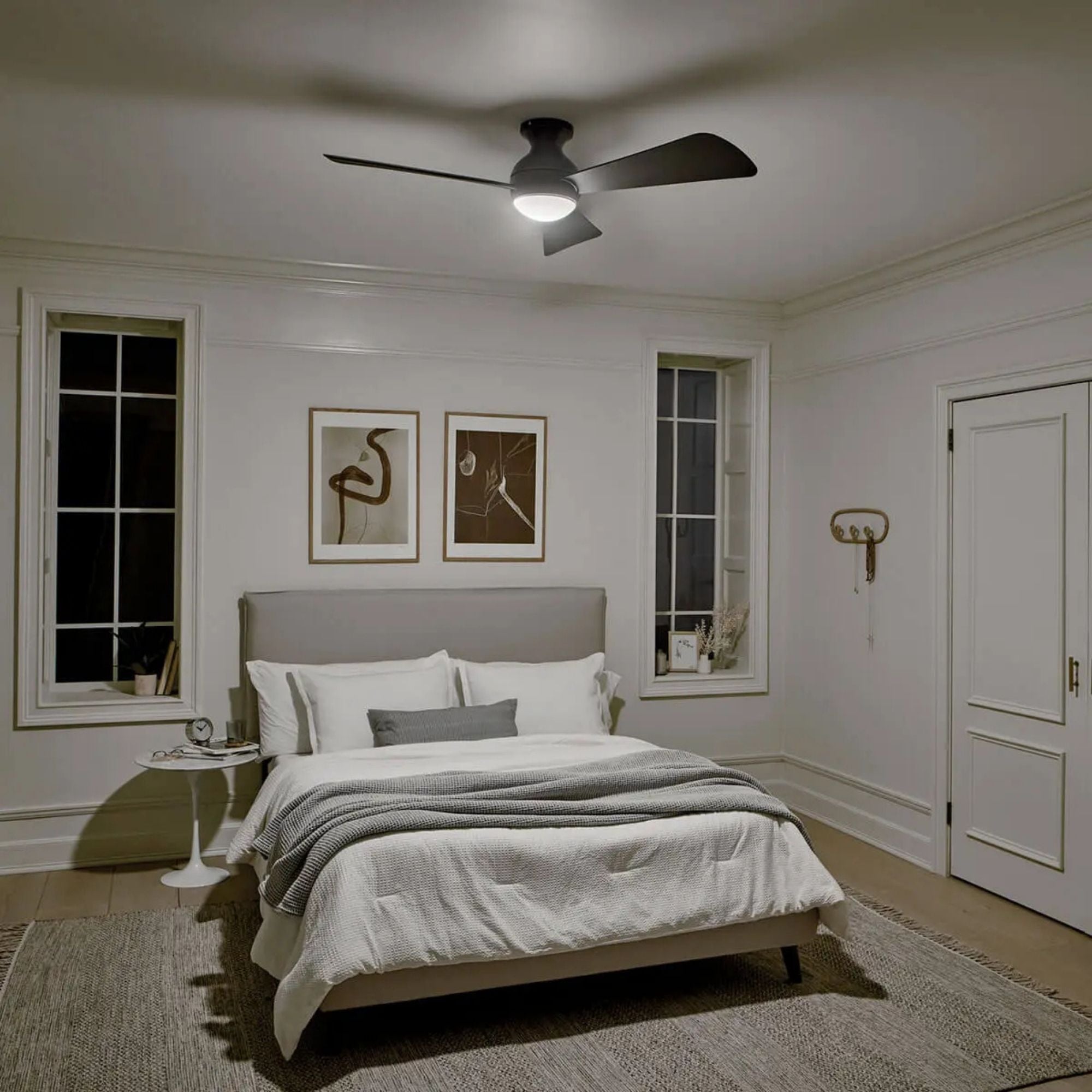Sola 54" Olde Bronze Wet Rated LED Hugger Ceiling Fan with Wall Control