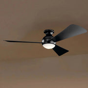 Sola 54" Satin Black Wet Rated LED Hugger Ceiling Fan with Wall Control