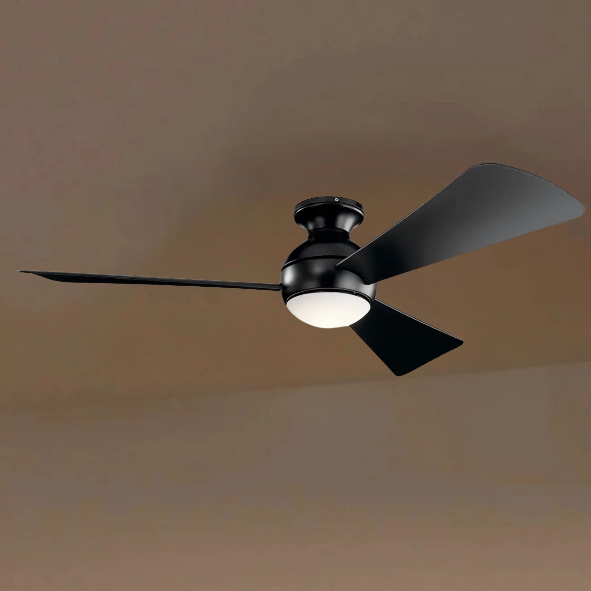 Sola 54" Satin Black Wet Rated LED Hugger Ceiling Fan with Wall Control