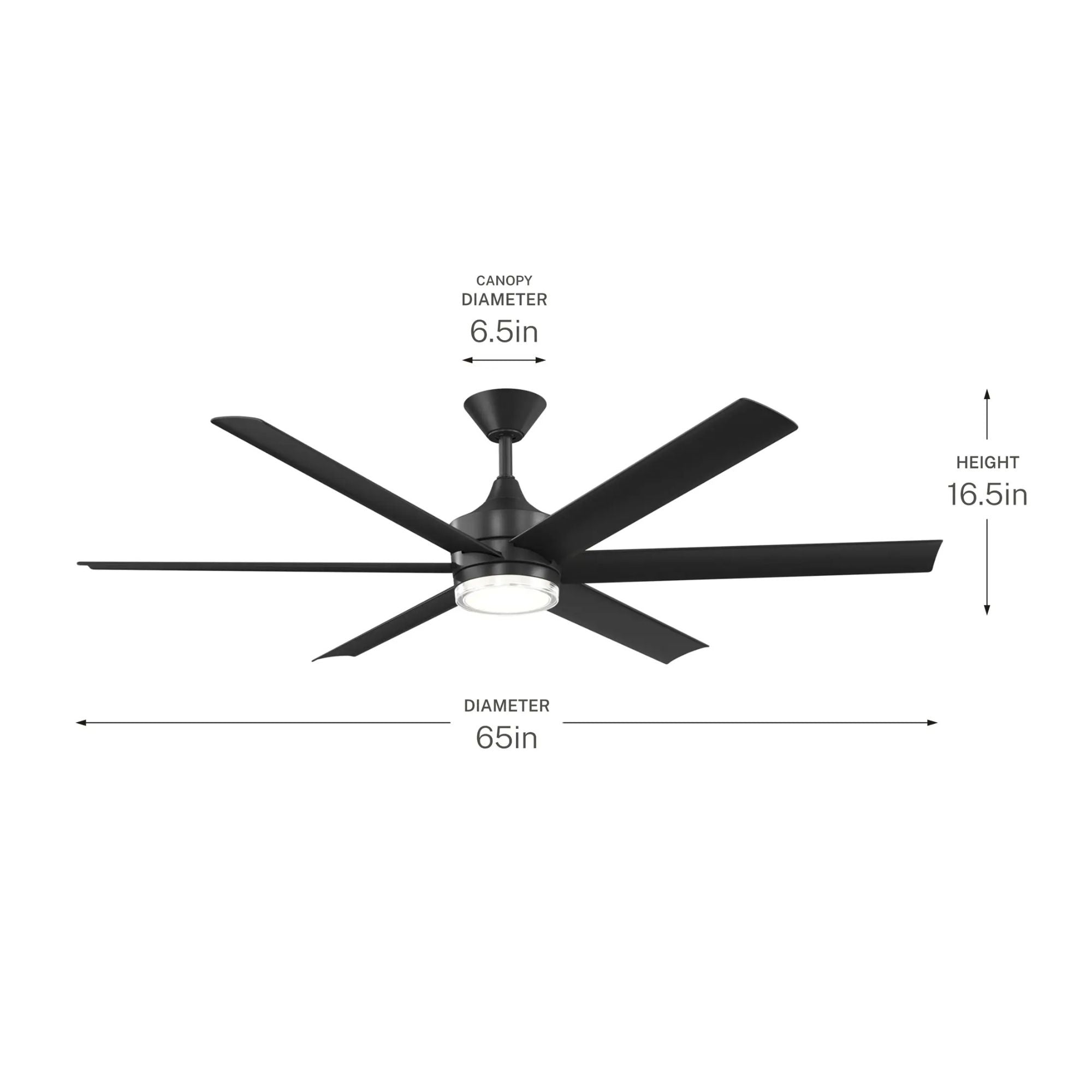 Kichler Solen 65'' Ceiling Fan with LED Light DC Motor Matte Black