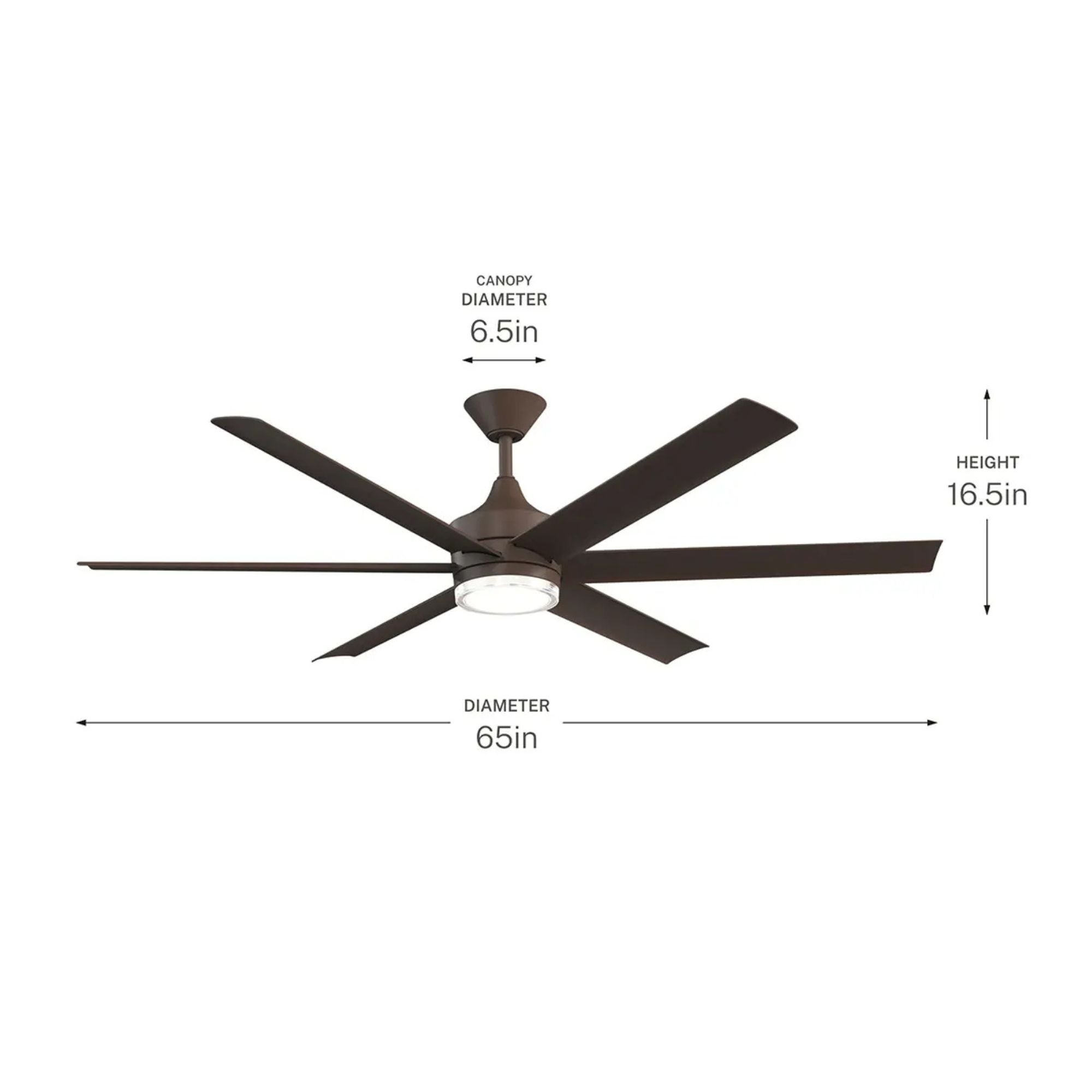 Kichler Solen 65'' Ceiling Fan with LED Light DC Motor Satin Natural Bronze