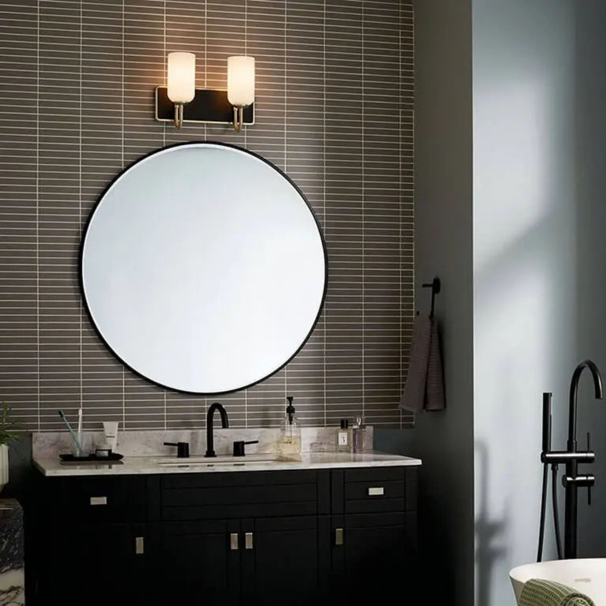 Kichler Solia 14.25" 2-Light Vanity, Champagne Bronze & Opal Glass