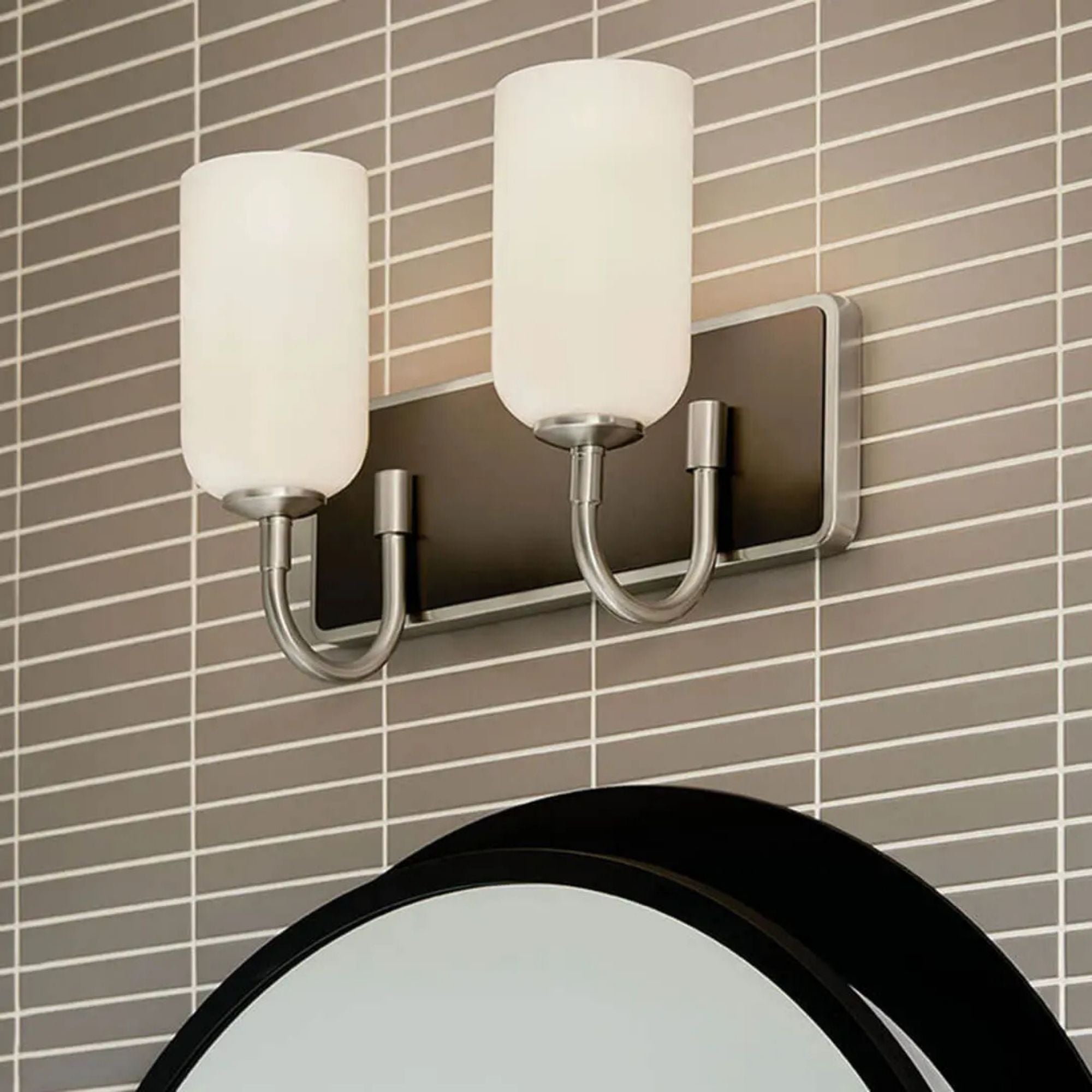 Kichler Solia 14.25" 2-Light Vanity, Brushed Nickel with Opal Glass