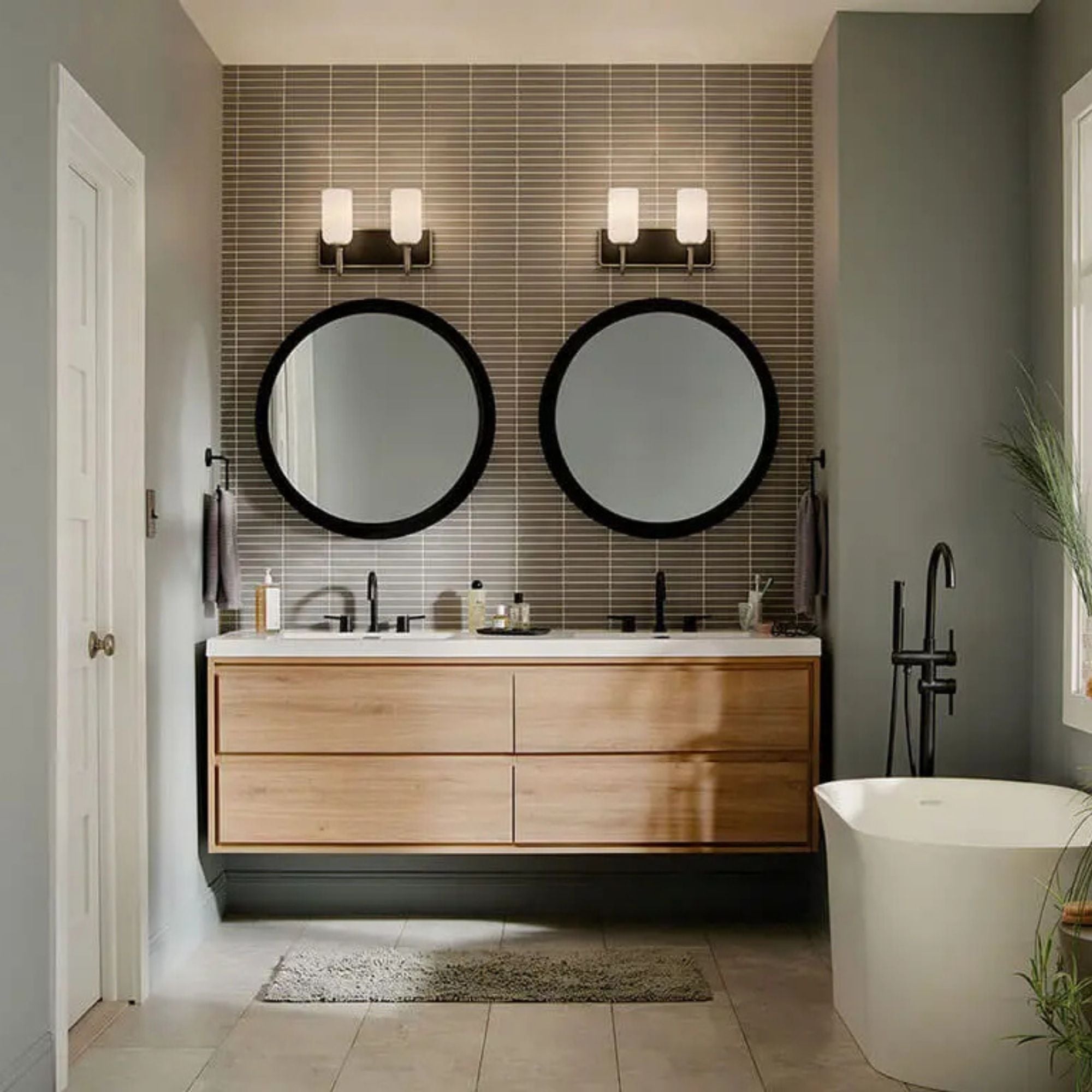Kichler Solia 14.25" 2-Light Vanity, Brushed Nickel with Opal Glass