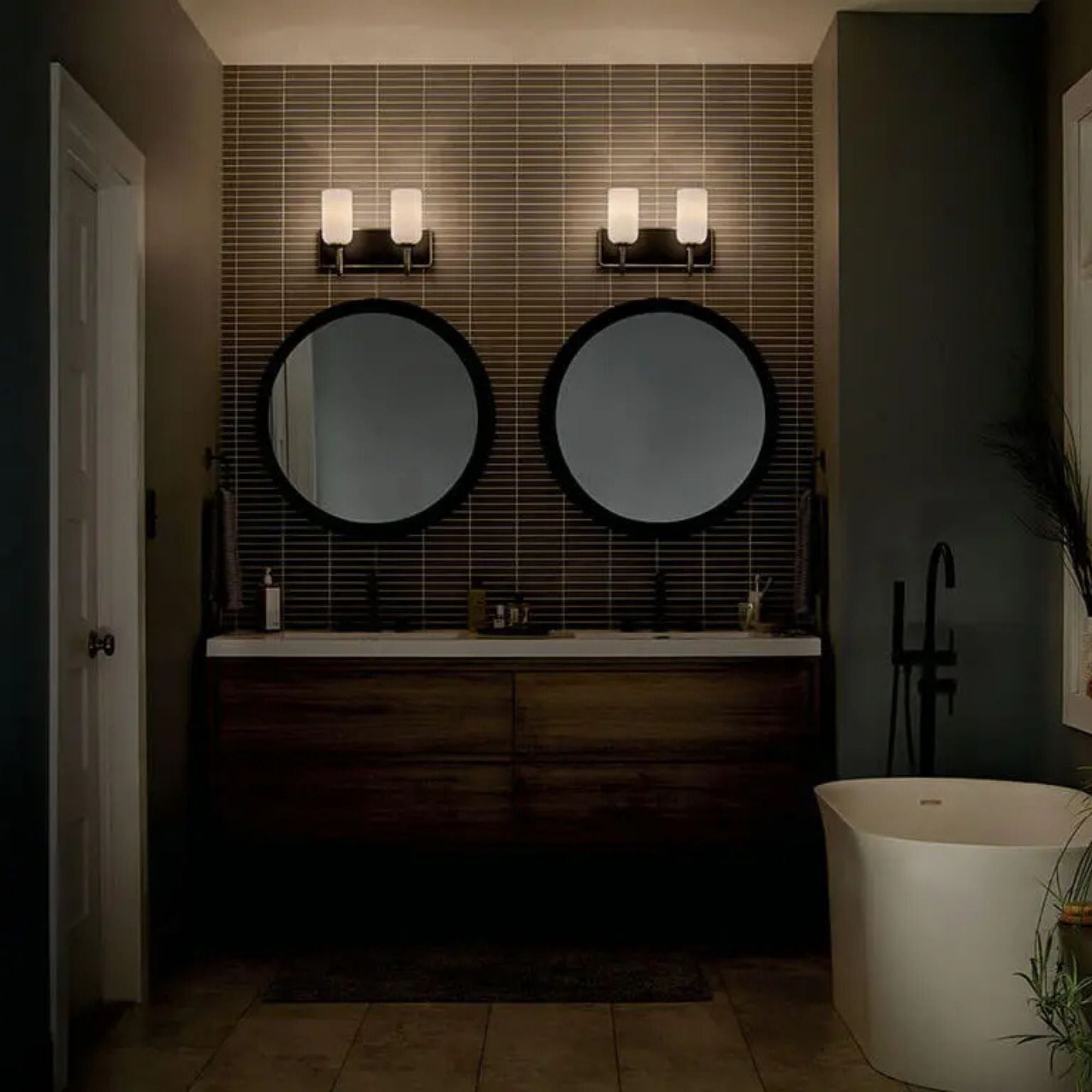 Kichler Solia 14.25" 2-Light Vanity, Brushed Nickel with Opal Glass