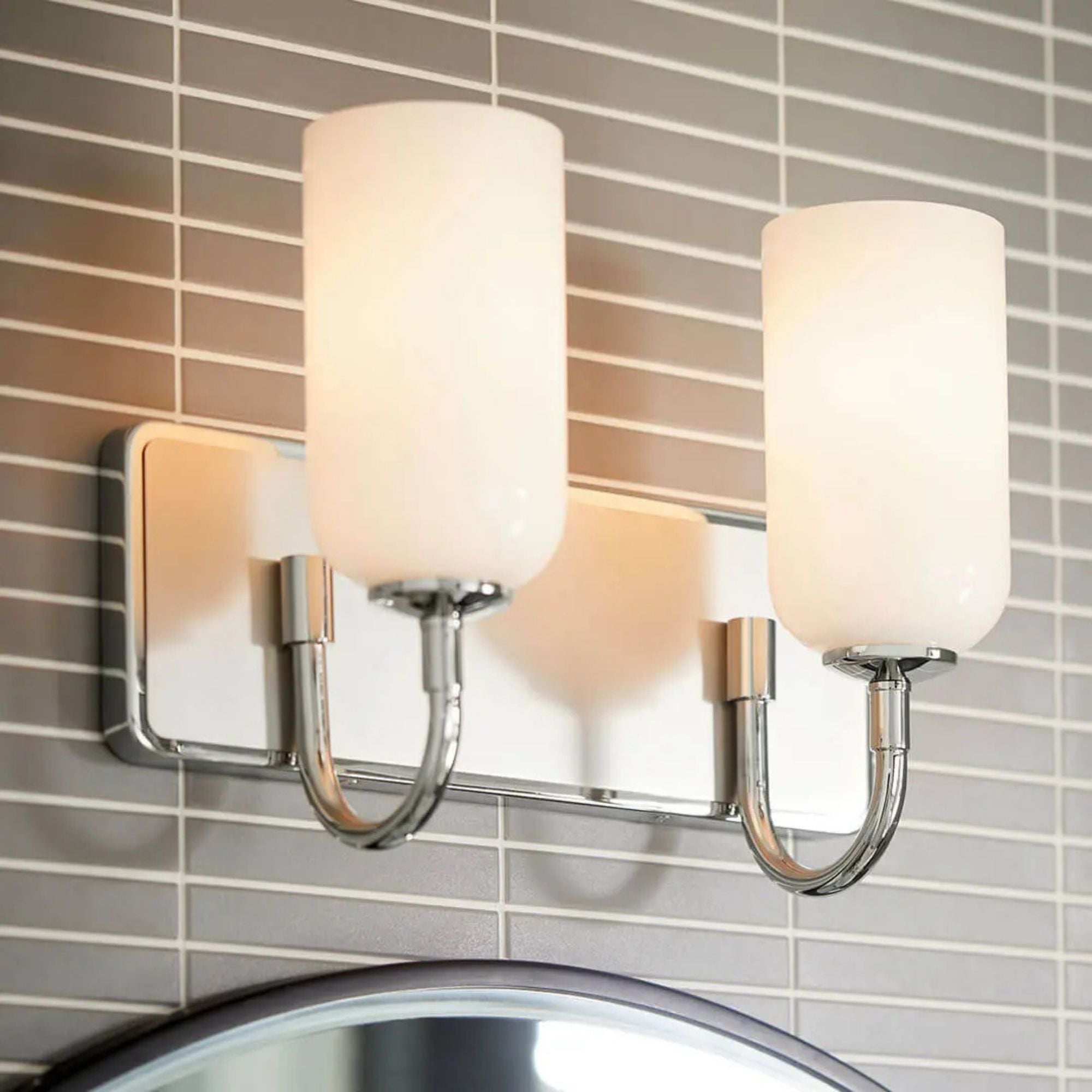 Kichler Solia 14.25 in. 2-Light Vanity, Polished Nickel with Opal Glass